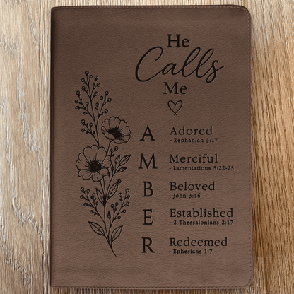 Personalized ESV Single Column Journaling Bible, Custom Engraved Acrostic Name with Verse Reference, He Calls Me Floral Design, Gift for Her - Religious Books - Aylev