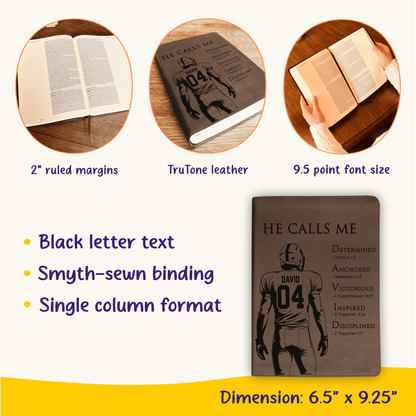 Personalized ESV Journaling Bible, Custom Engraved Acrostic Name with Verse Reference, Christian Sports Gift for Football Players - Religious Books - Aylev