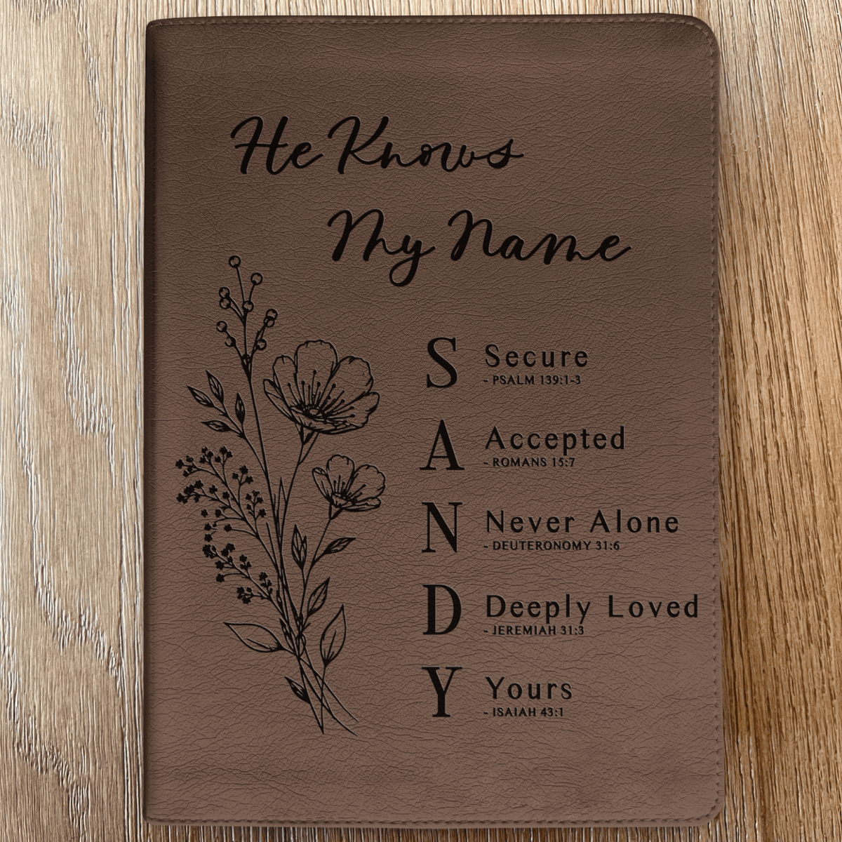 Personalized ESV Single Column Journaling Bible, Custom Engraved Acrostic Name with Verse Reference, Floral Design, Bible Gift for Her - Religious Books - Aylev