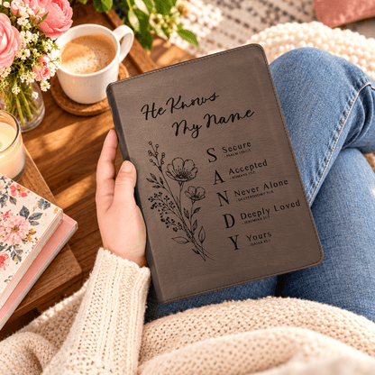 Personalized ESV Single Column Journaling Bible, Custom Engraved Acrostic Name with Verse Reference, Floral Design, Bible Gift for Her - Religious Books - Aylev