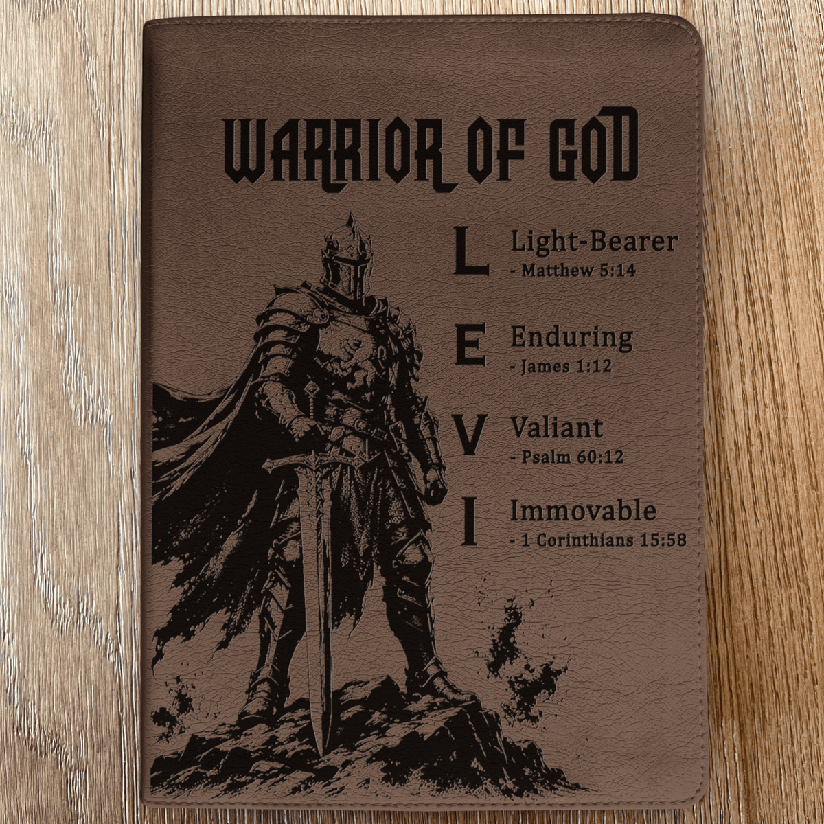 Personalized ESV Journaling Bible, Custom Engraved Acrostic Name with Verse Reference, Warrior of God Design, Christian Gift for Him - Religious Books - Aylev
