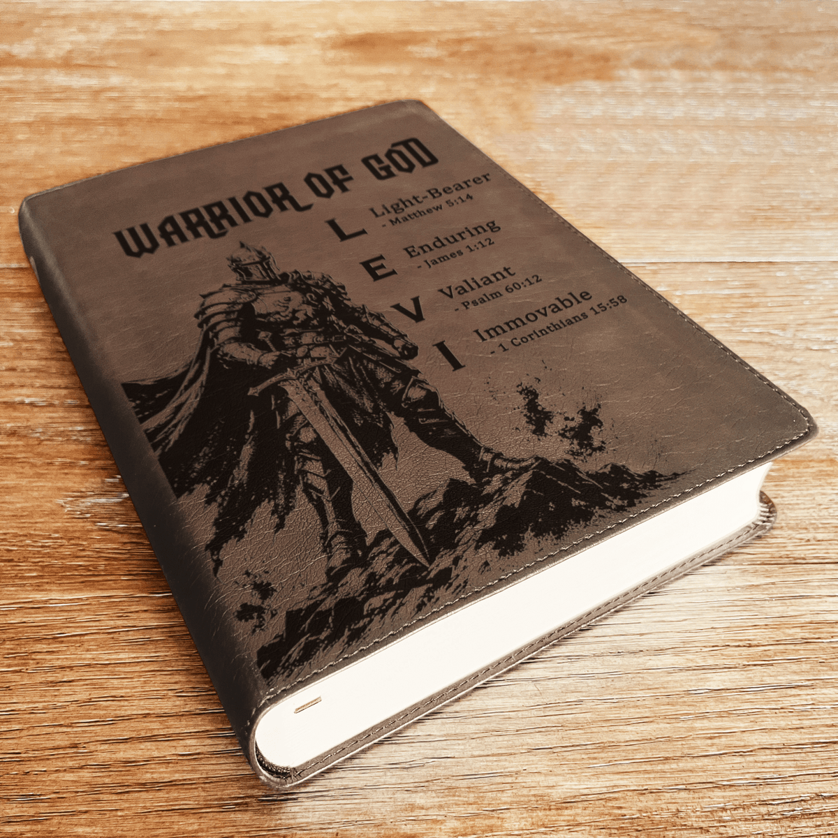 Personalized ESV Journaling Bible, Custom Engraved Acrostic Name with Verse Reference, Warrior of God Design, Christian Gift for Him - Religious Books - Aylev