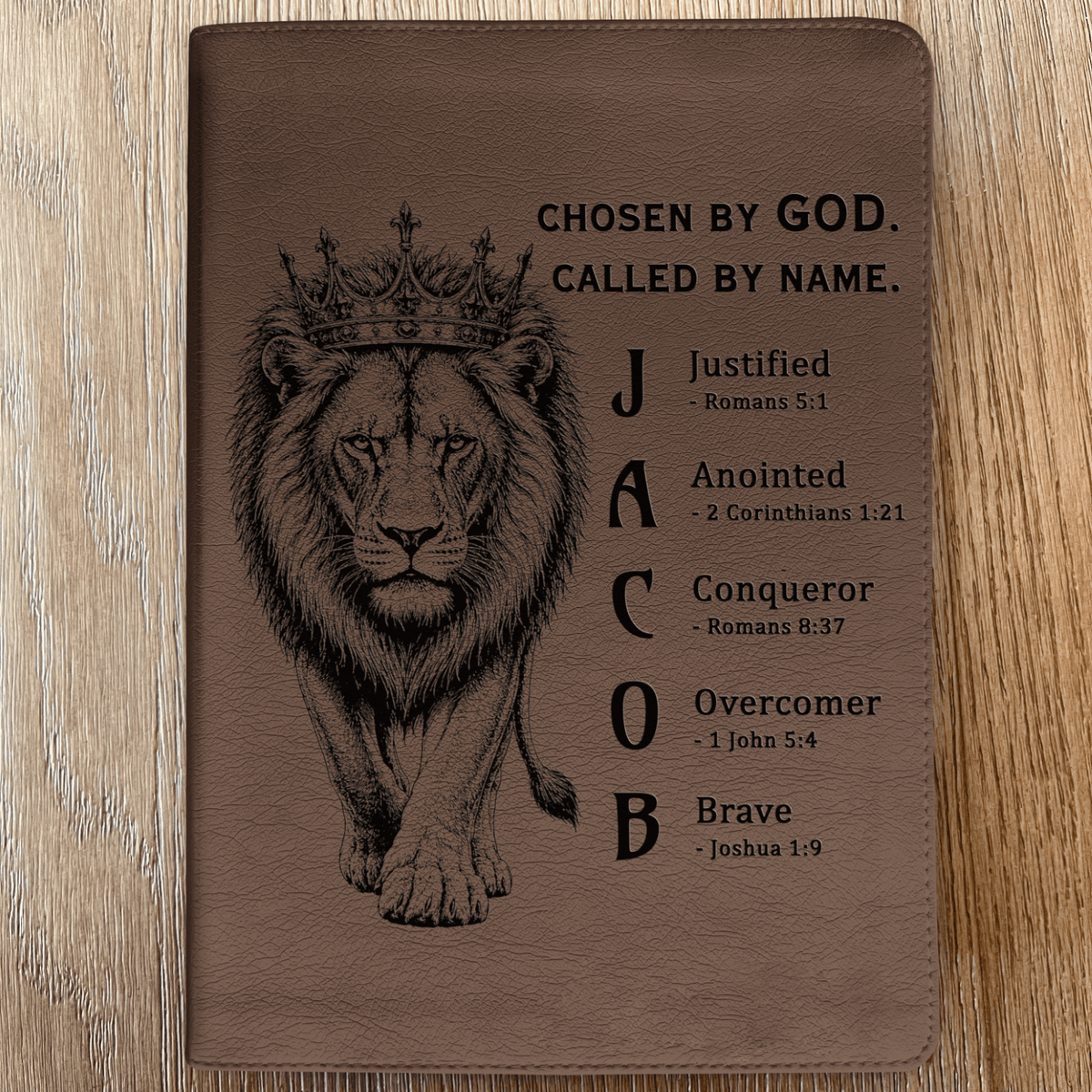Personalized ESV Journaling Bible, Custom Engraved Acrostic Name with Verse Reference, Lion Design, Christian Bible Gift for Him - Religious Books - Aylev