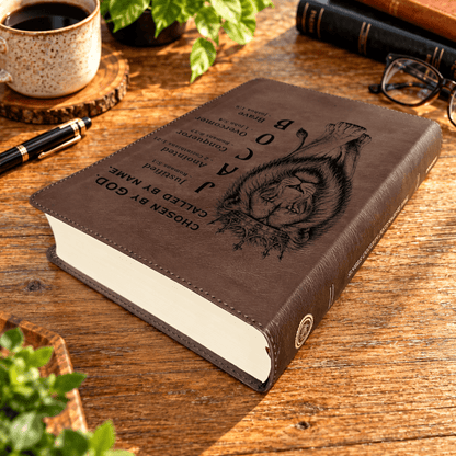 Personalized ESV Journaling Bible, Custom Engraved Acrostic Name with Verse Reference, Lion Design, Christian Bible Gift for Him - Religious Books - Aylev