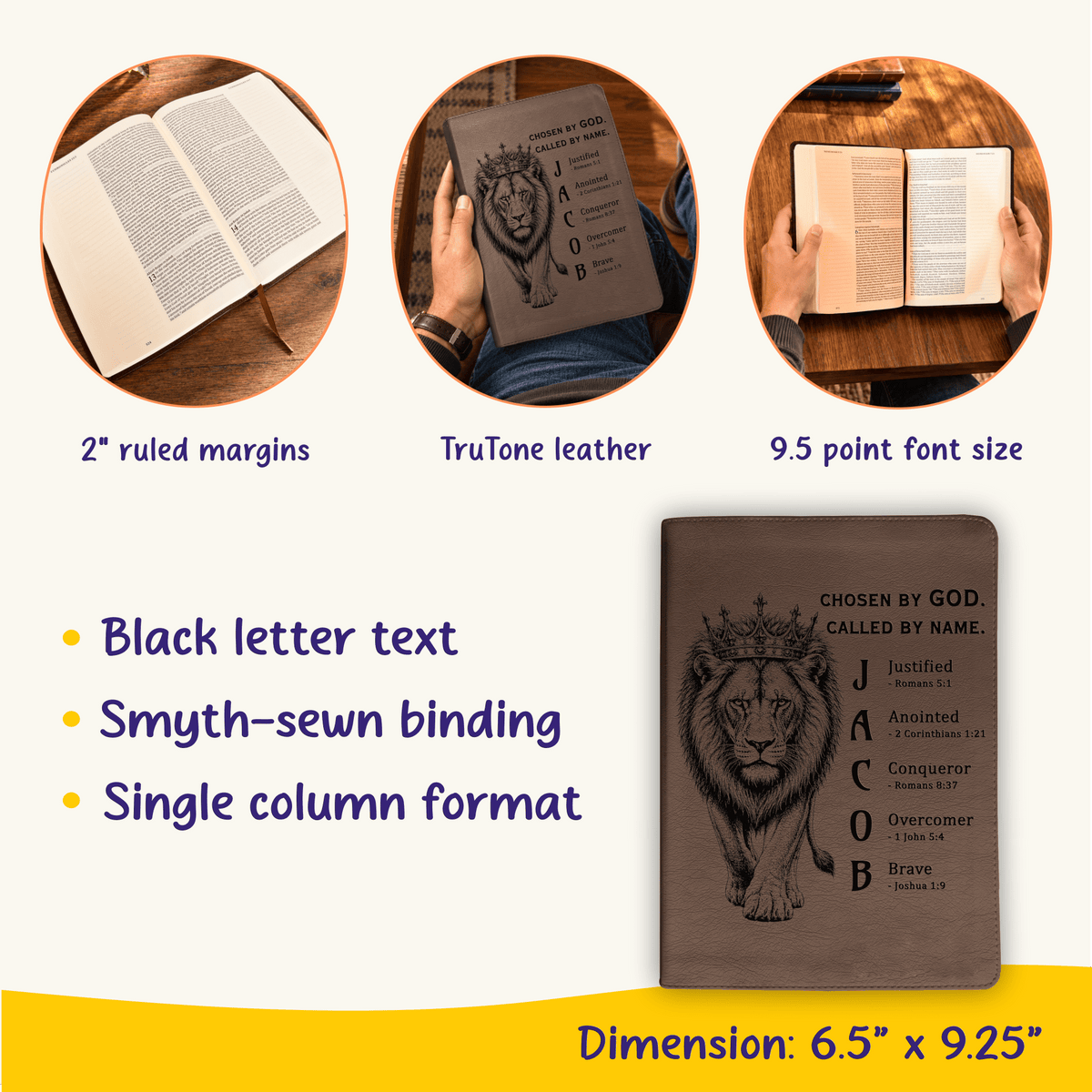 Personalized ESV Journaling Bible, Custom Engraved Acrostic Name with Verse Reference, Lion Design, Christian Bible Gift for Him - Religious Books - Aylev