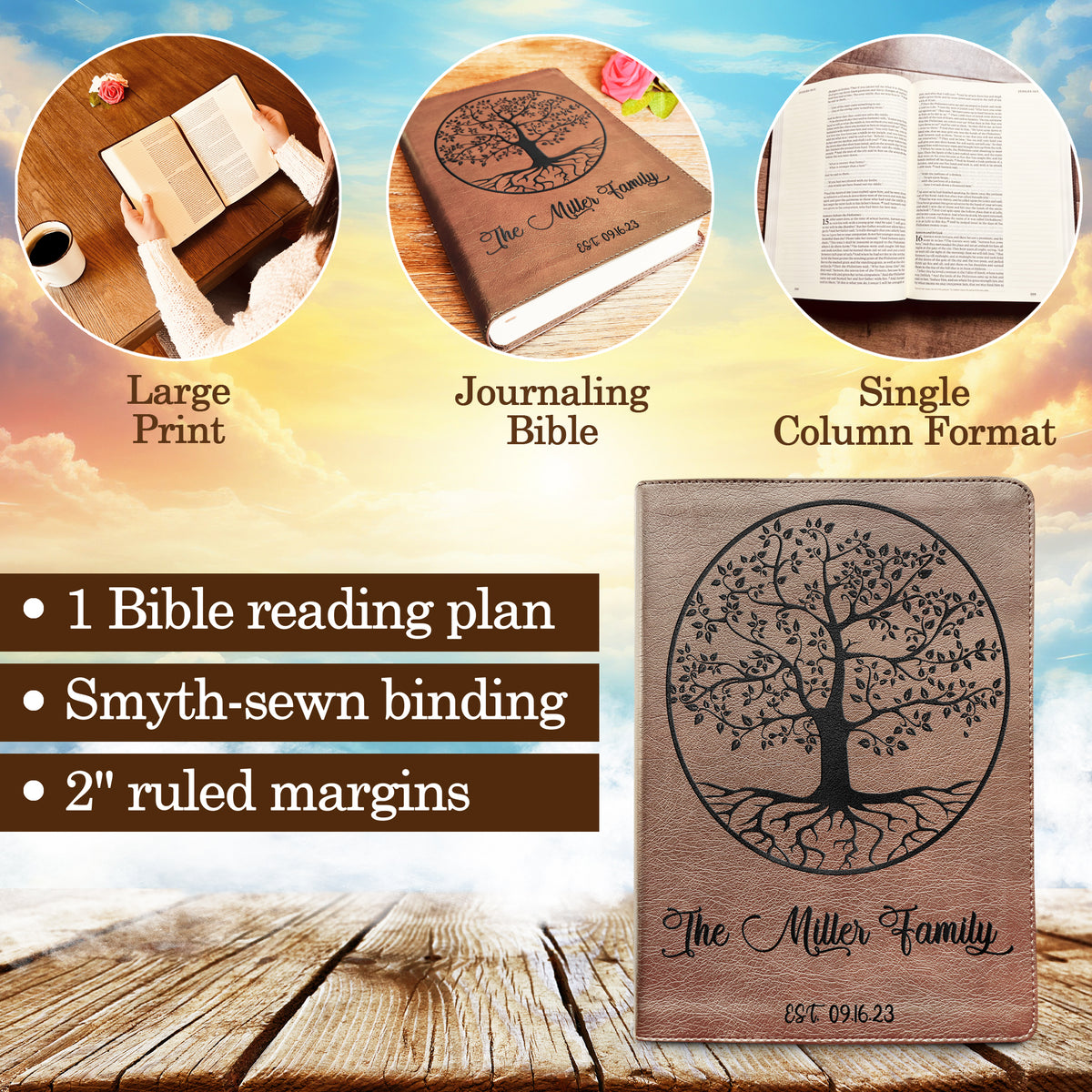 Personalized Family Bible, Custom ESV Single Column Journaling Family Bible, Engraved Bible, Wedding Gifts Christian Gifts Anniversary Gifts - Religious Books - Aylev