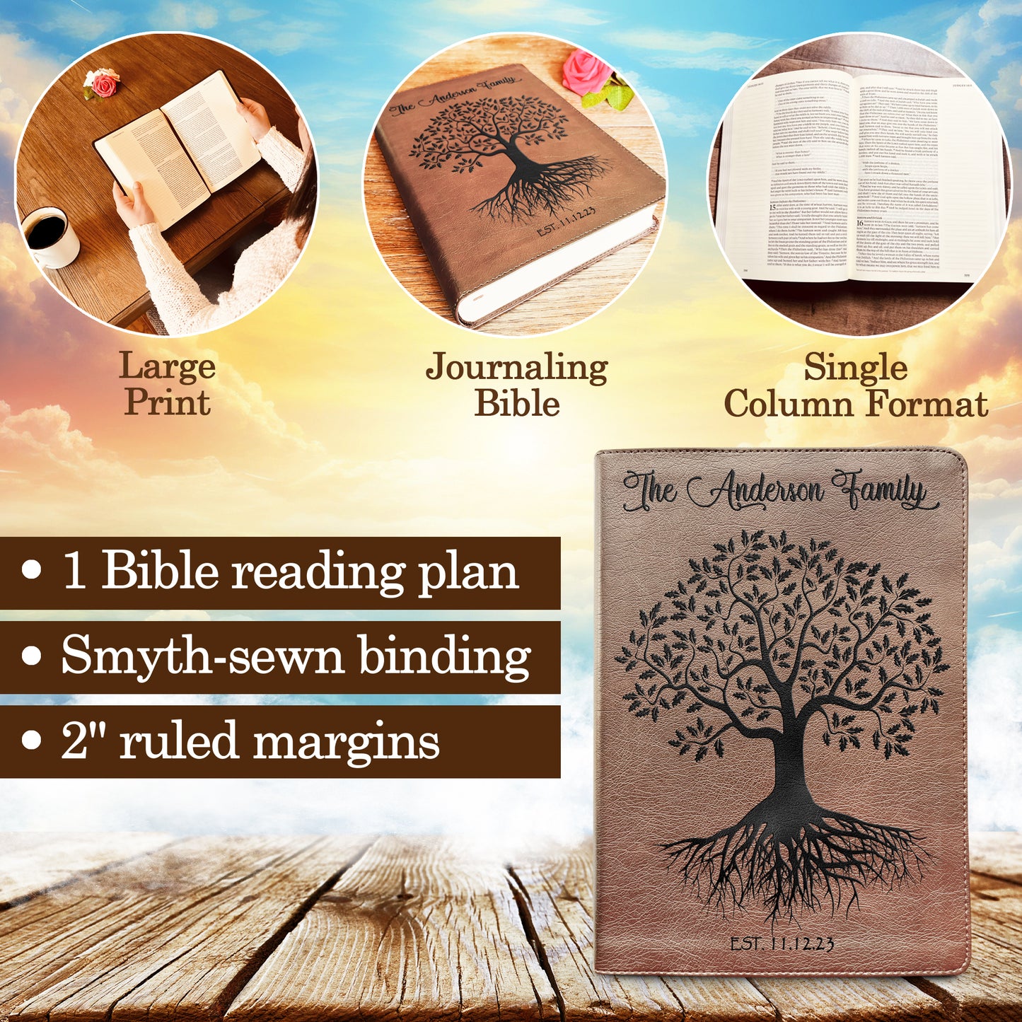 Personalized Family Bible, Custom ESV Single Column Journaling Family Bible, Engraved Bible, Wedding Gifts Christian Gifts Anniversary Gifts - Aylev