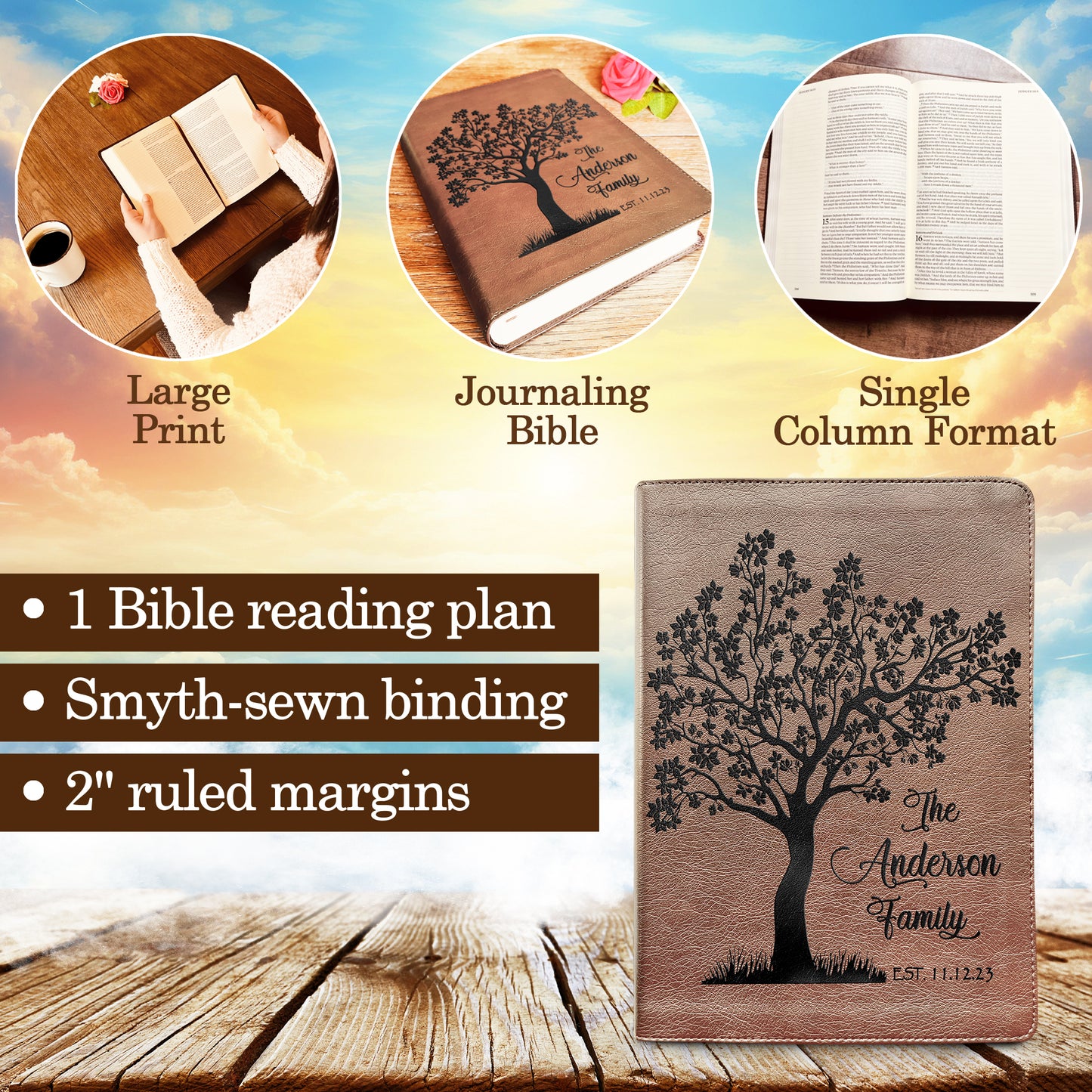 Personalized Family Bible, Custom ESV Single Column Journaling Family Bible, Engraved Bible, Wedding Gifts Christian Gifts Anniversary Gifts - Aylev