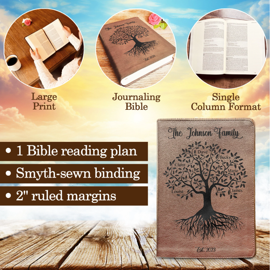 Personalized Family Bible, Custom ESV Single Column Journaling Family Bible, Engraved Bible, Wedding Gifts Christian Gifts Anniversary Gifts - Aylev