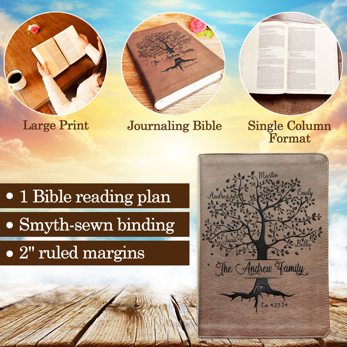 Personalized Family Bible, Custom ESV Single Column Journaling Family Bible, Engraved Bible, Wedding Gifts Christian Gifts Anniversary Gifts - Religious Books - Aylev