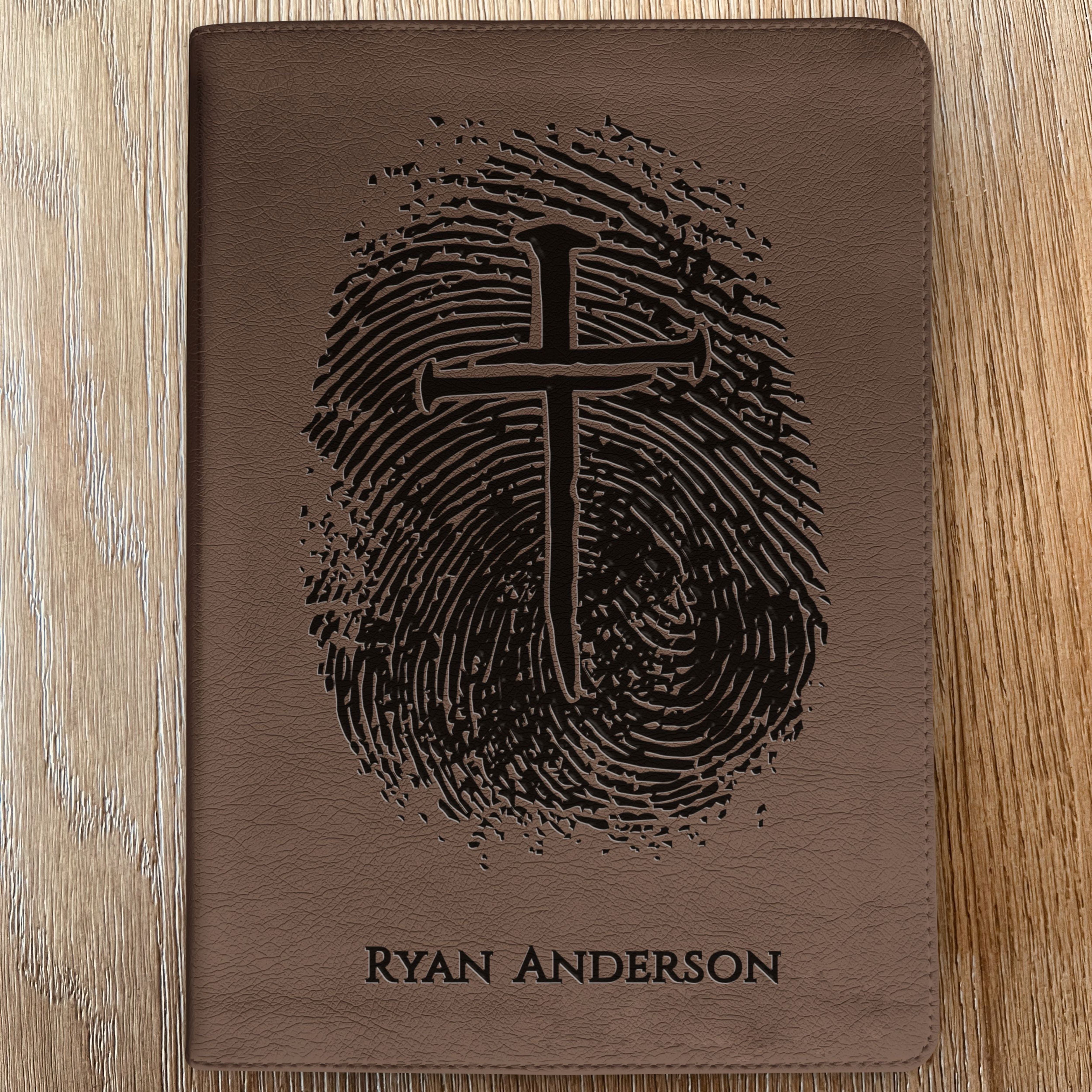Personalized ESV Bible, Custom Engraved Fingerprint & Cross Bible with Name, ESV Journaling Bible, Gift for Baptism, Wedding, Confirmation