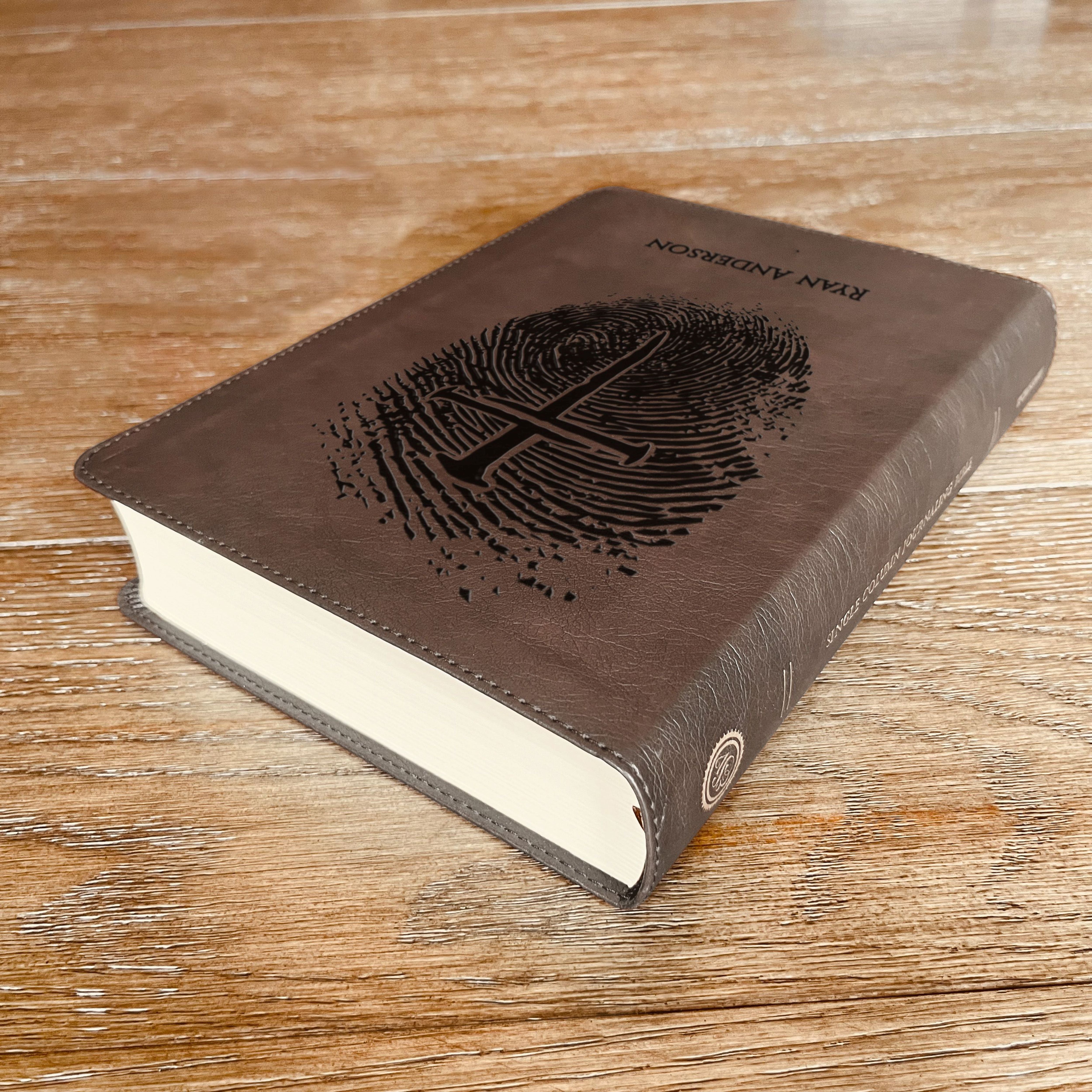 Personalized ESV Bible, Custom Engraved Fingerprint & Cross Bible with Name, ESV Journaling Bible, Gift for Baptism, Wedding, Confirmation