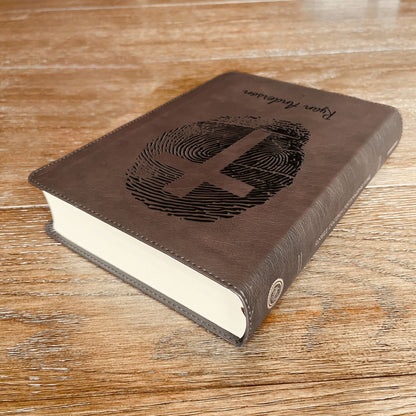 Personalized ESV Bible, Custom Engraved Fingerprint & Cross Bible with Name, ESV Journaling Bible, Gift for Baptism, Wedding, Confirmation - Religious Books - Aylev