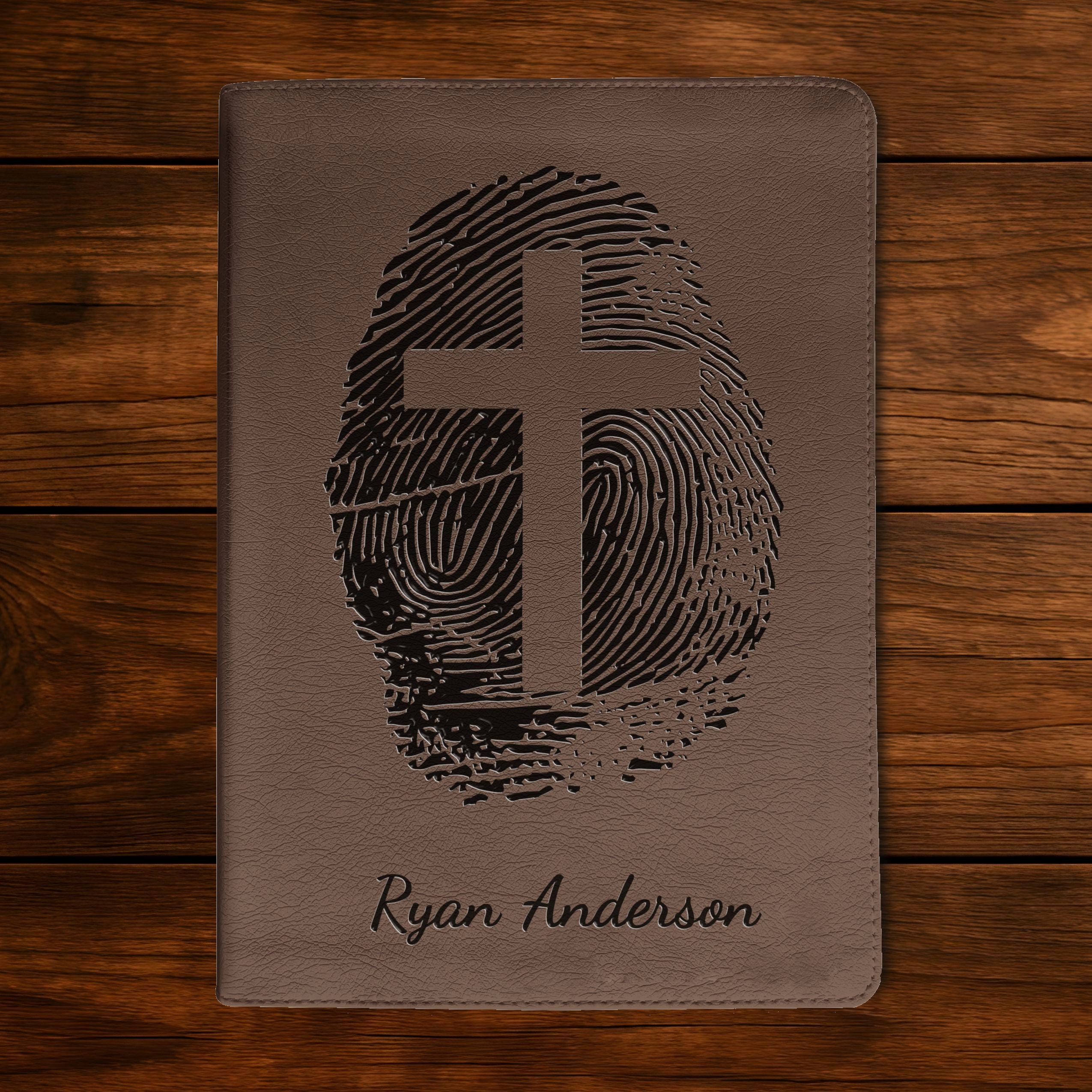 Personalized ESV Bible, Custom Engraved Fingerprint & Cross Bible with Name, ESV Journaling Bible, Gift for Baptism, Wedding, Confirmation (Copy)