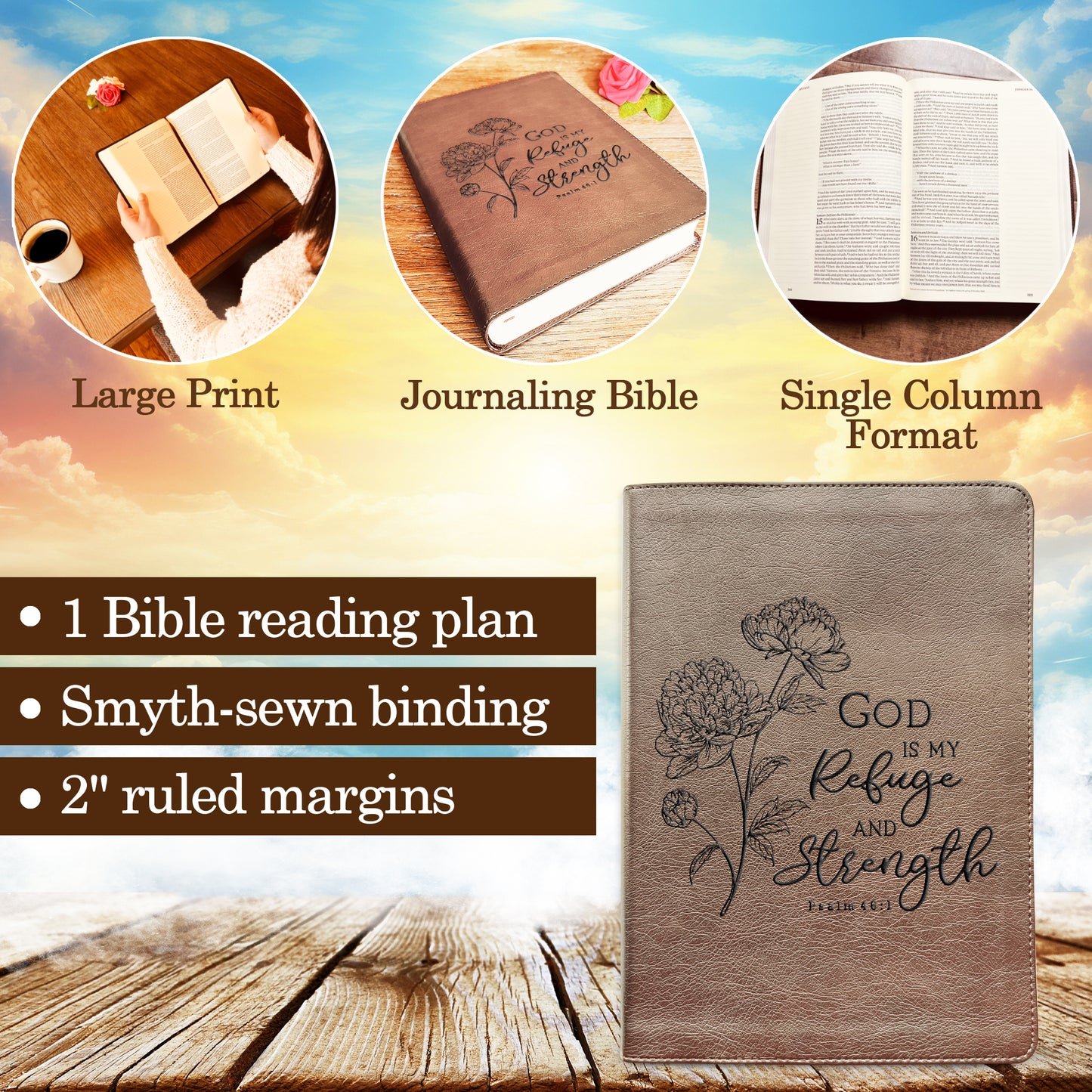 Personalized ESV Bible: Create Your Own Custom Engraved Design with a Designer, Large Print Journaling English Standard Holy Bible - Aylev