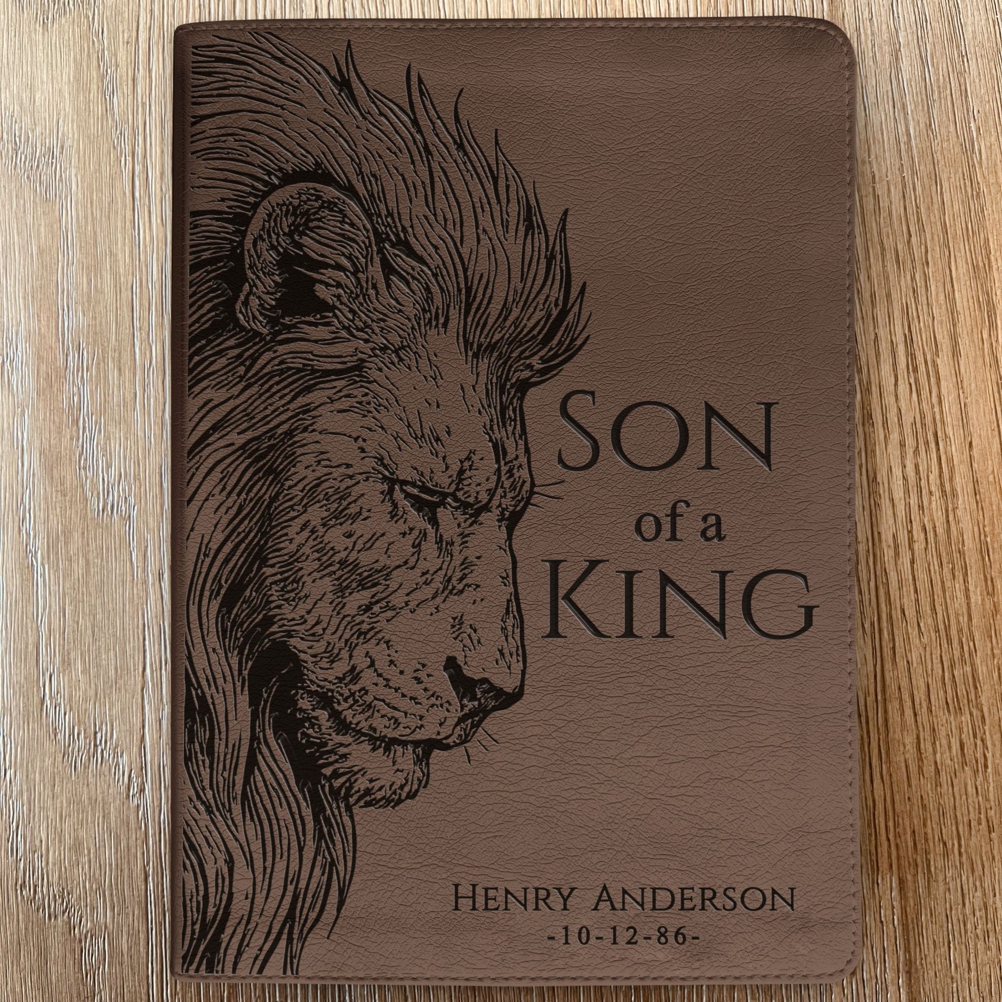 Personalized ESV Journaling Bible, Son of a King Lion Design, Custom Engraved Name, Christian Gift, Baptism Gift, Bible Gift for Him - Religious Books - Aylev