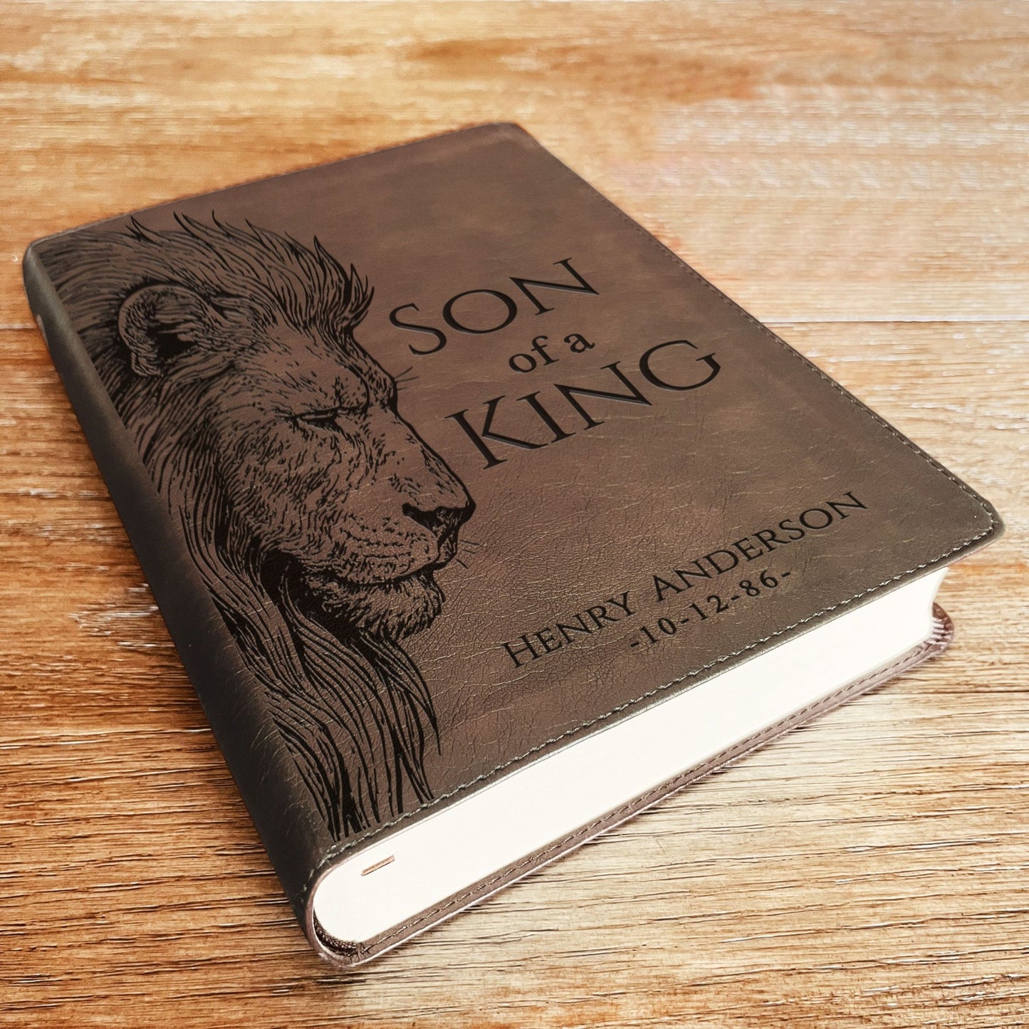 Personalized ESV Journaling Bible, Son of a King Lion Design, Custom Engraved Name, Christian Gift, Baptism Gift, Bible Gift for Him - Religious Books - Aylev