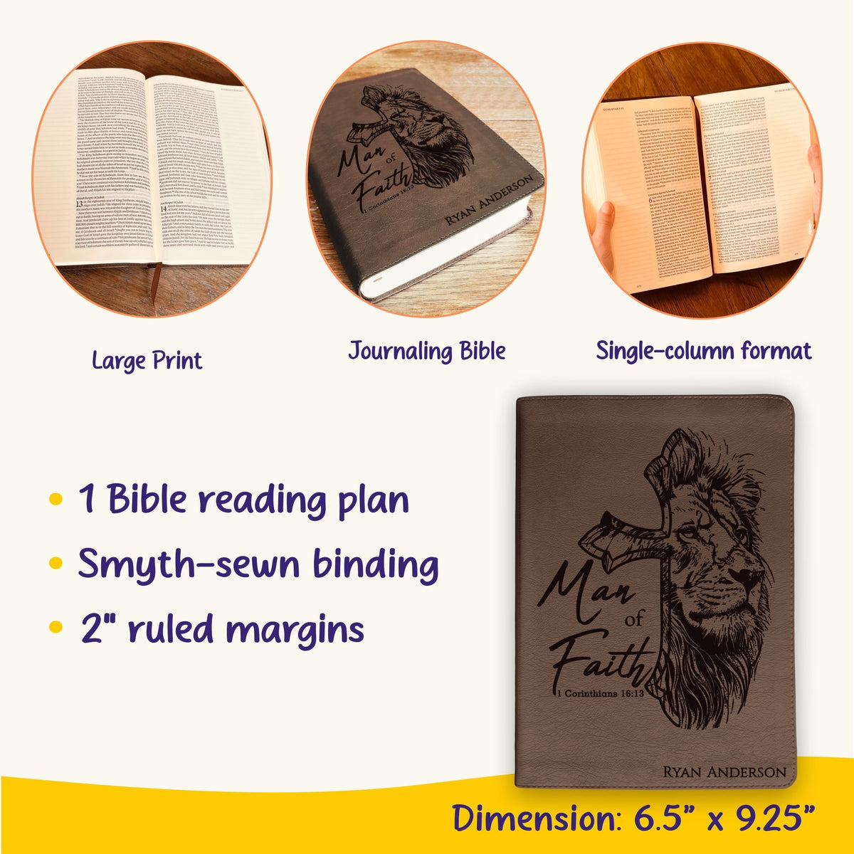 Personalized Bible for Men, ESV Journaling Bible, Customized Bible for Men Name Engraved, English Standard Version, Bibles for men, bible gifts for men - Religious Books - Aylev
