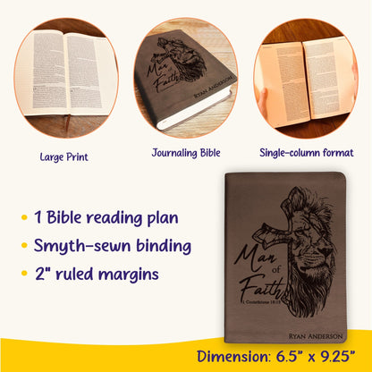 Personalized Bible for Men, ESV Journaling Bible, Customized Bible for Men Name Engraved, English Standard Version, Bibles for men, bible gifts for men - Religious Books - Aylev