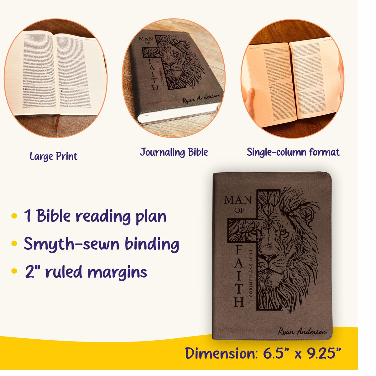 Personalized Bible for Men, ESV Journaling Bible, Customized Bible for Men Name Engraved, English Standard Version, Bibles for men, bible gifts for men - Religious Books - Aylev