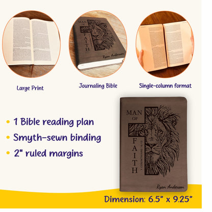 Personalized Bible for Men, ESV Journaling Bible, Customized Bible for Men Name Engraved, English Standard Version, Bibles for men, bible gifts for men - Religious Books - Aylev
