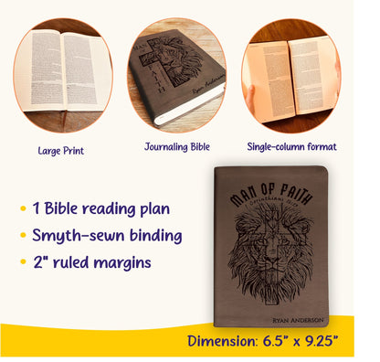 Personalized Bible for Men, ESV Journaling Bible, Customized Bible for Men Name Engraved, English Standard Version, Bibles for men, bible gifts for men - Religious Books - Aylev