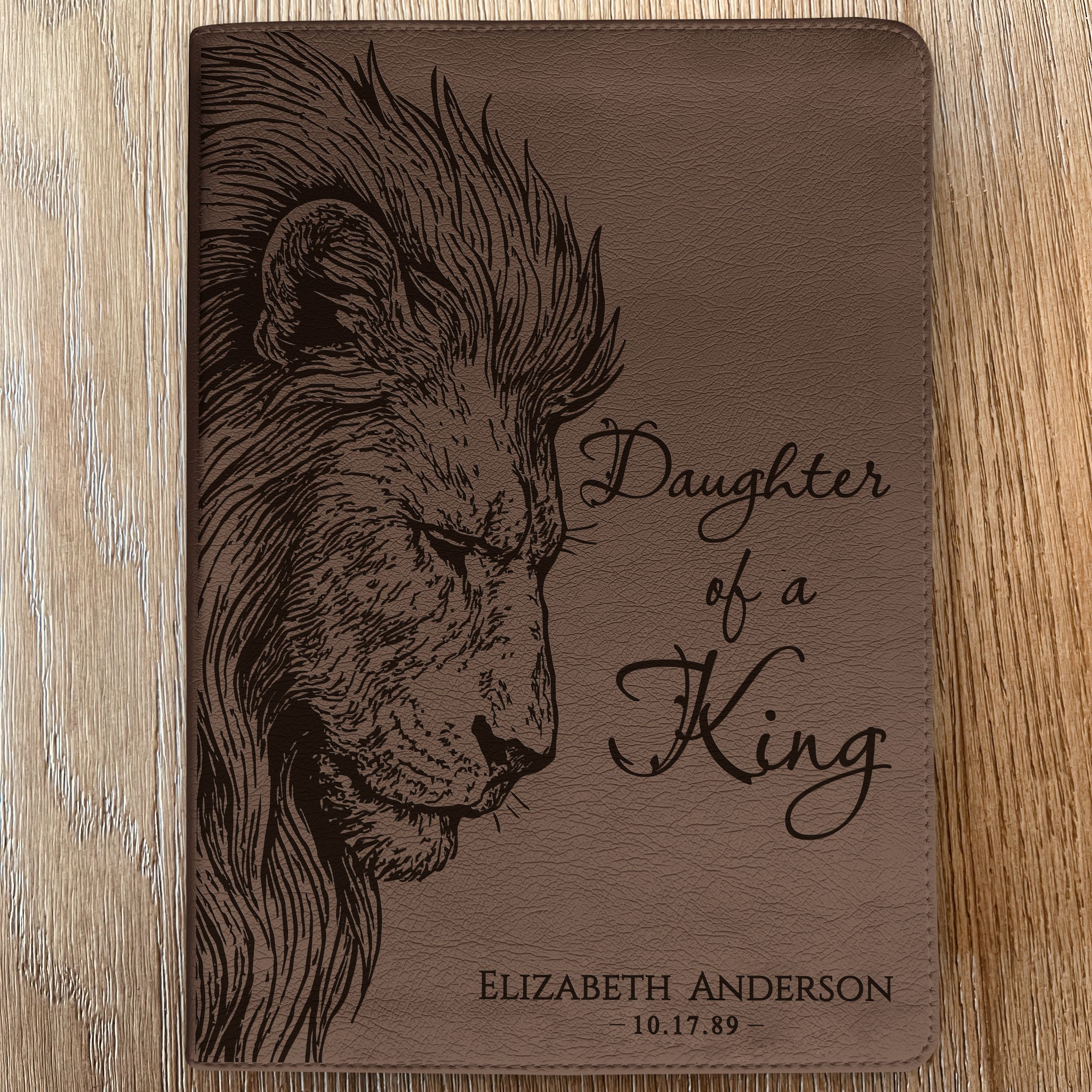 Personalized ESV Journaling Bible, Daughter of a King Lion Design, Custom Engraved Name, Christian Gift, Baptism Gift, Bible Gift for Her