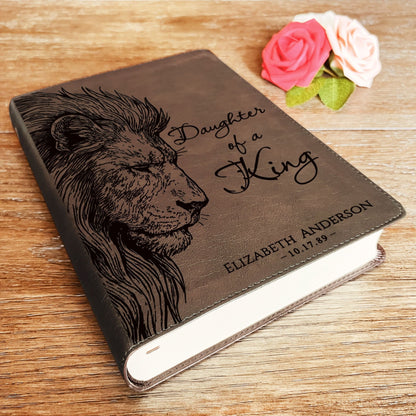 Personalized ESV Journaling Bible, Daughter of a King Lion Design, Custom Engraved Name, Christian Gift, Baptism Gift, Bible Gift for Her - Religious Books - Aylev