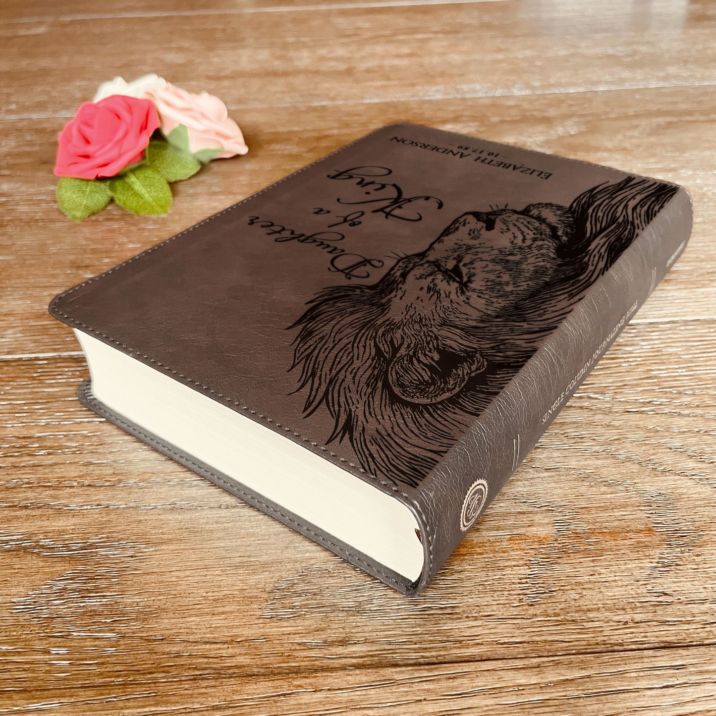 Personalized ESV Journaling Bible, Daughter of a King Lion Design, Custom Engraved Name, Christian Gift, Baptism Gift, Bible Gift for Her