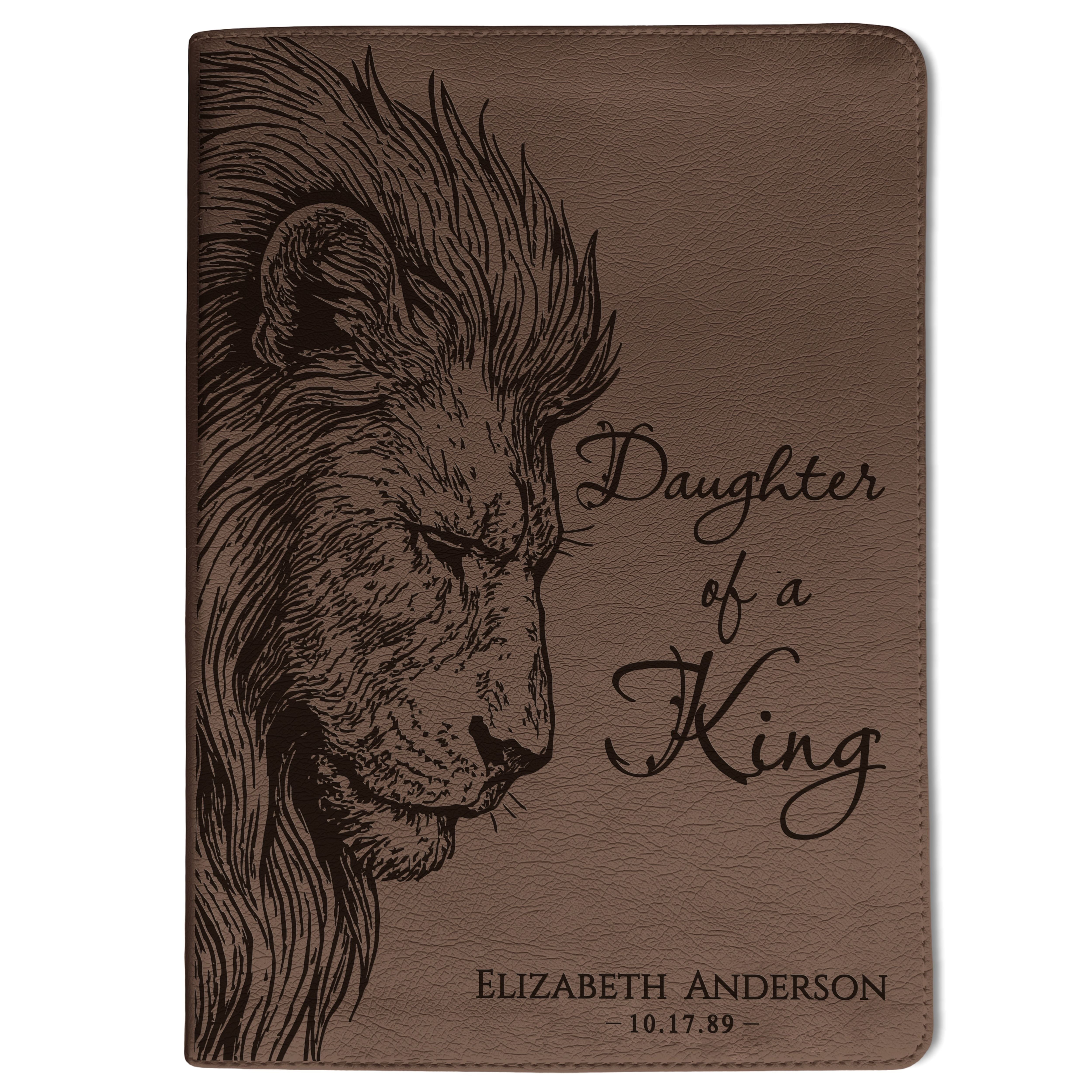 Personalized ESV Journaling Bible, Daughter of a King Lion Design, Custom Engraved Name, Christian Gift, Baptism Gift, Bible Gift for Her