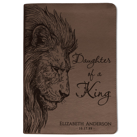 Personalized ESV Journaling Bible, Daughter of a King Lion Design, Custom Engraved Name, Christian Gift, Baptism Gift, Bible Gift for Her