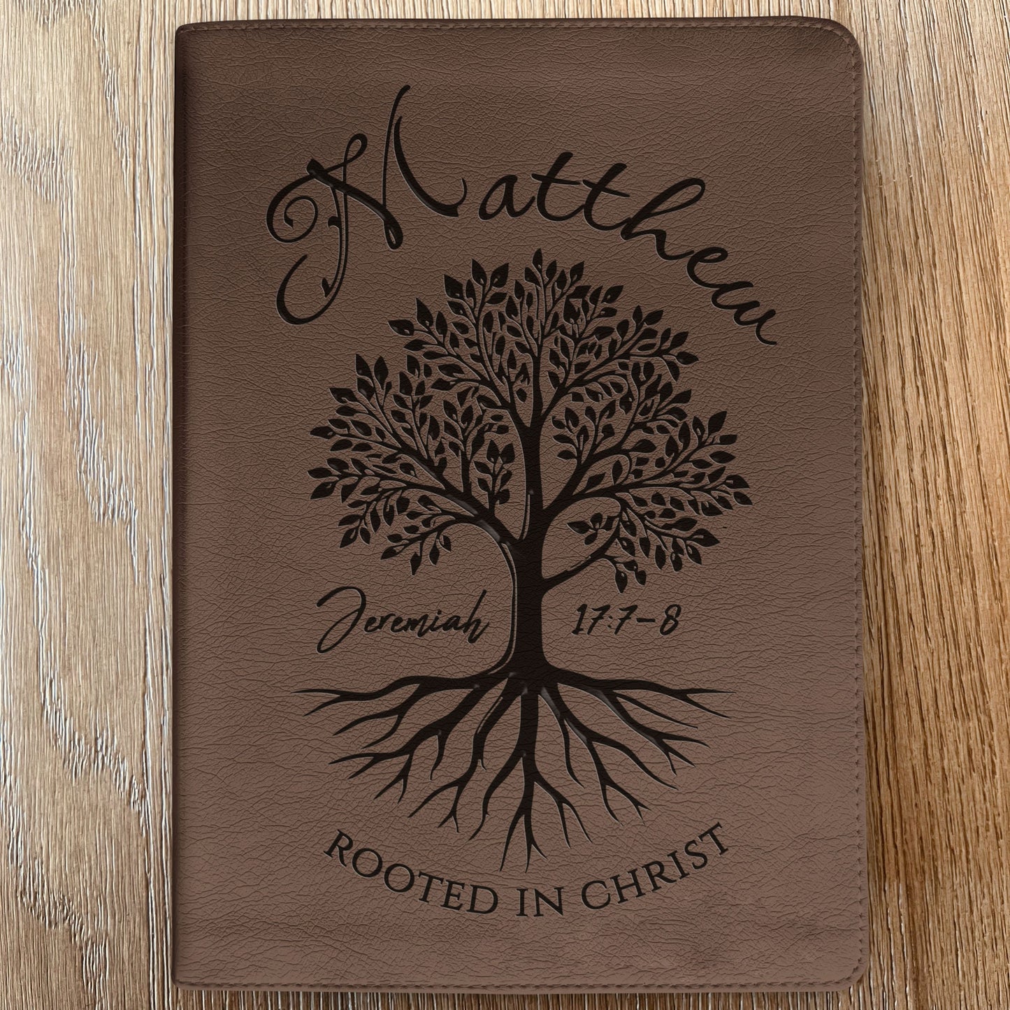 Personalized ESV Journaling Bible, Custom Engraved Name, Rooted in Christ Tree Design, Christian Gift, Bible Gifts for Her, Gifts for Him