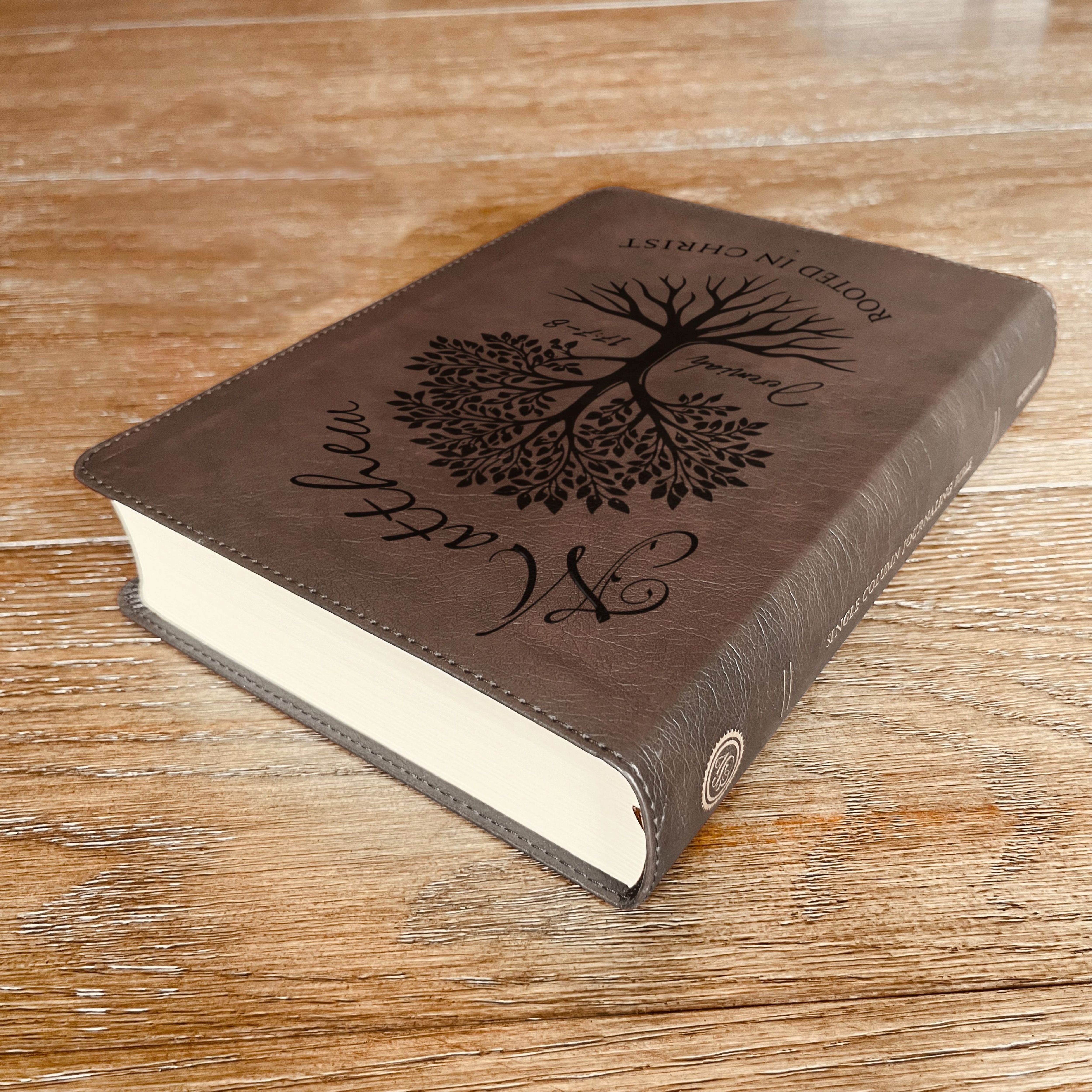 Personalized ESV Journaling Bible, Custom Engraved Name, Rooted in Christ Tree Design, Christian Gift, Bible Gifts for Her, Gifts for Him