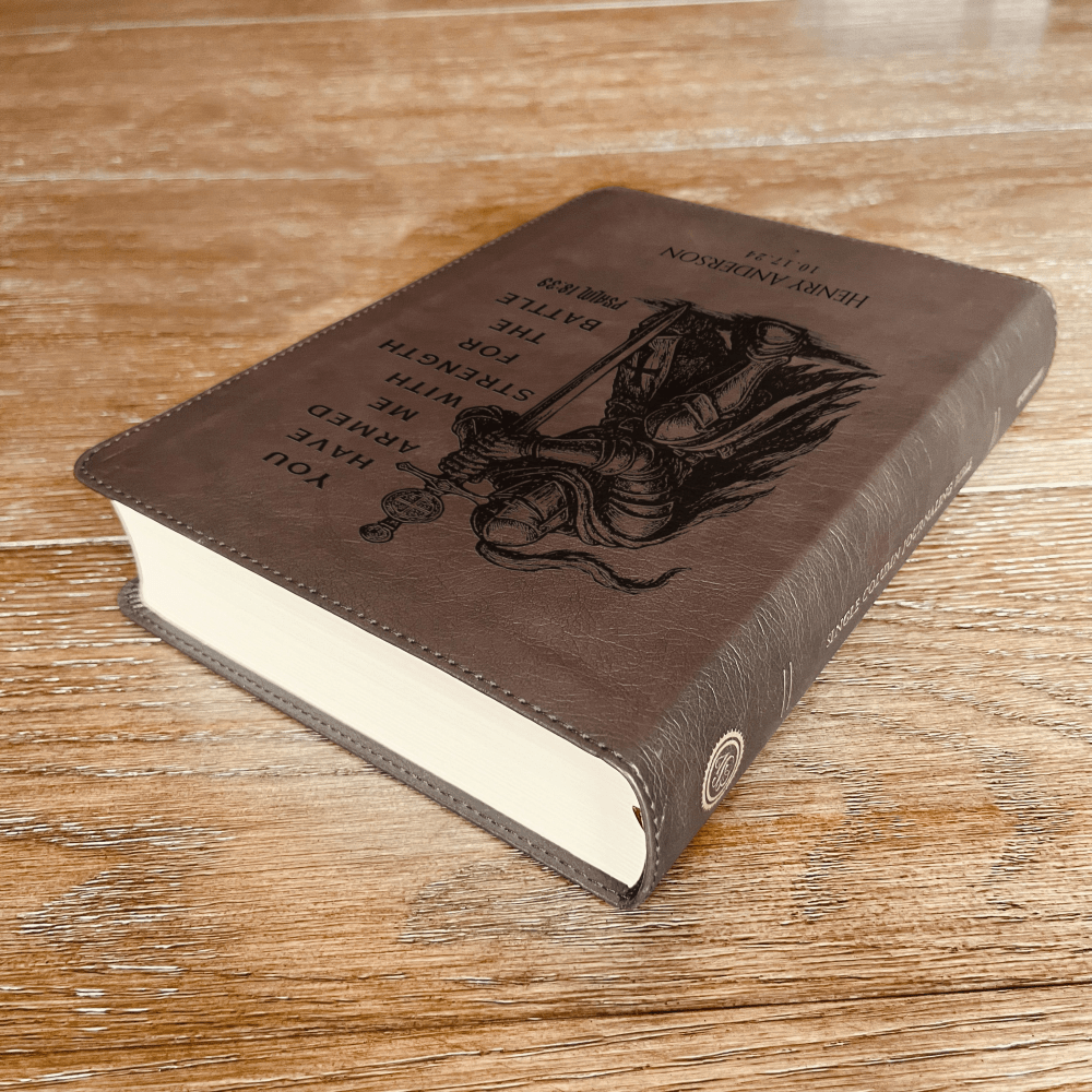 Personalized Bible for Men, ESV Journaling Bible, Custom Bible Engraved Name, Knight Warrior Design, Christian Gift, Bible Gifts for Him - Religious Books - Aylev