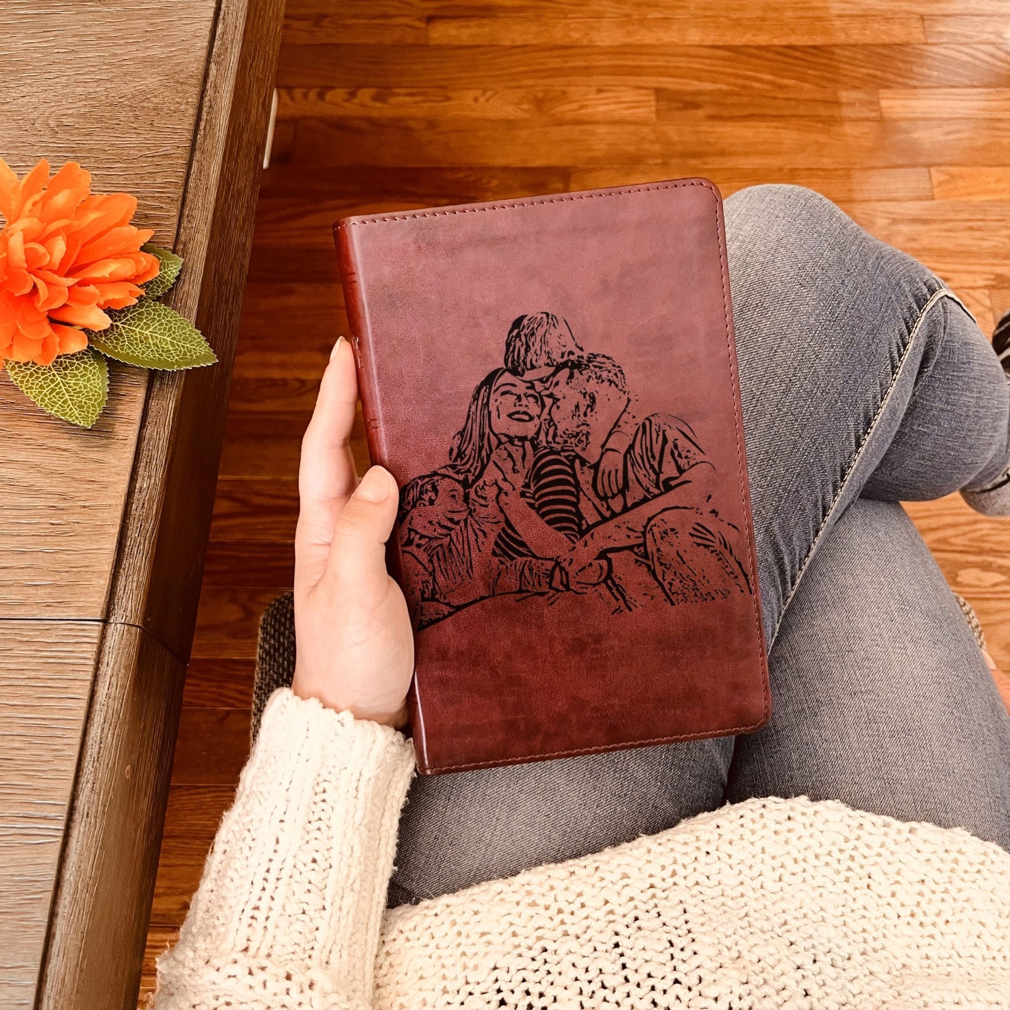 Custom Engraved Bible with Your Photo, Personalized ESV Thinline Large Print Bible, Baptism Gift, Christian Gift for Him or Her - Religious Books - Aylev