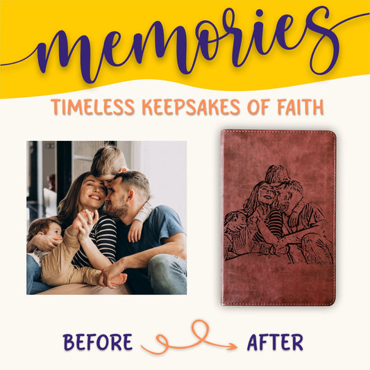 Custom Engraved Bible with Your Photo, Personalized ESV Thinline Large Print Bible, Baptism Gift, Christian Gift for Him or Her - Religious Books - Aylev