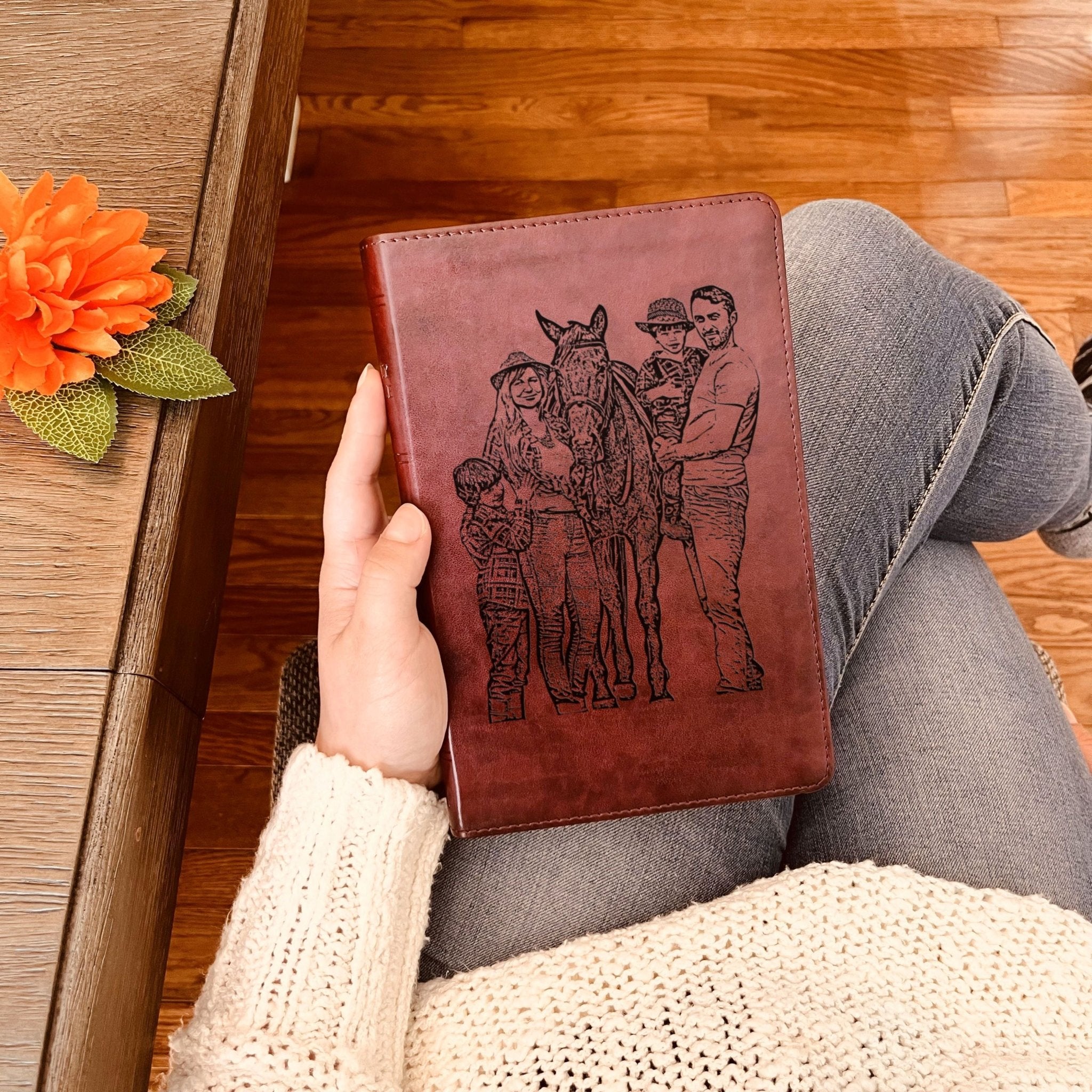 Custom Engraved Bible with Your Photo, Personalized ESV Thinline Large Print Bible, Baptism Gift, Christian Gift for Him or Her - Religious Books - Aylev