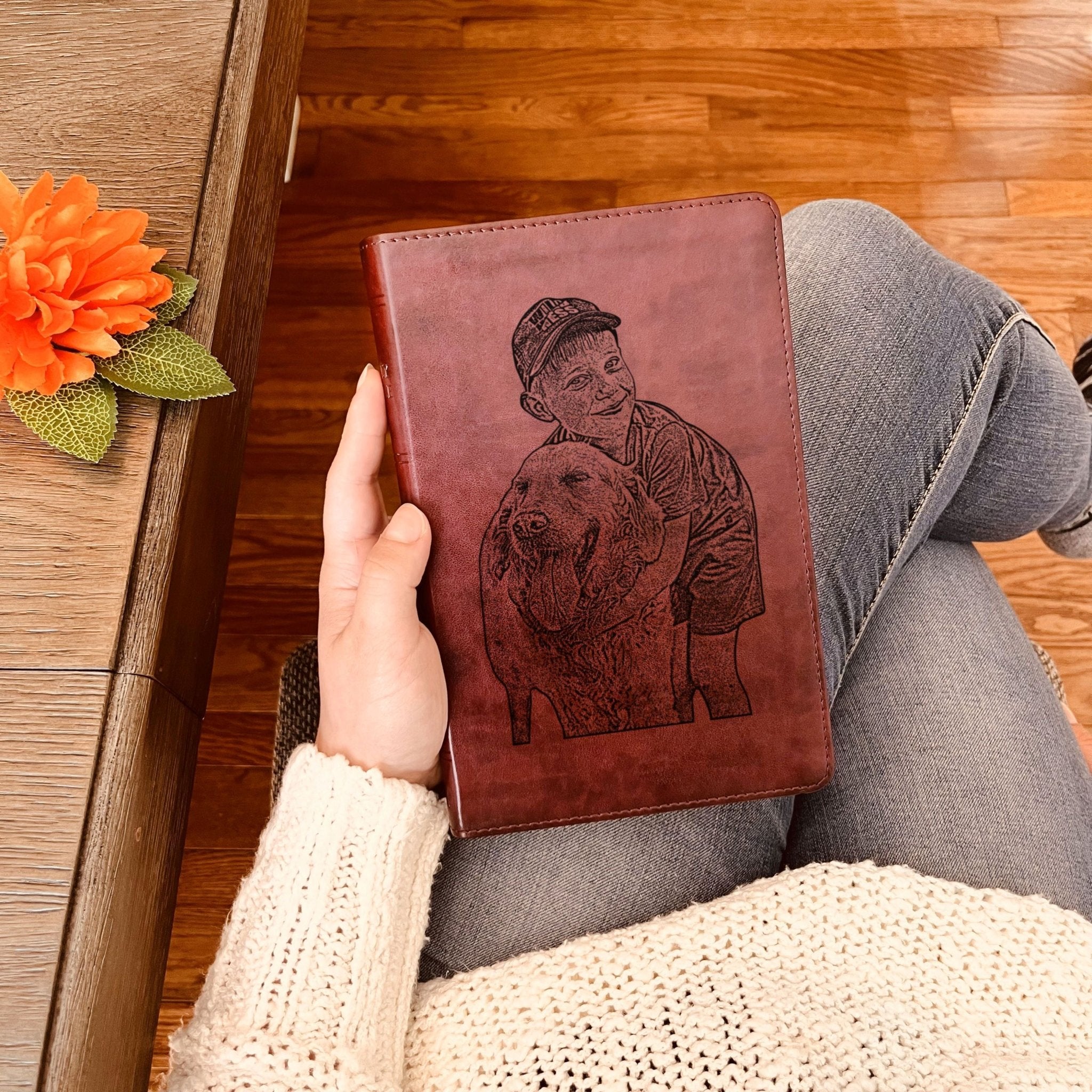 Custom Engraved Bible with Your Photo, Personalized ESV Thinline Large Print Bible, Baptism Gift, Christian Gift for Him or Her - Religious Books - Aylev