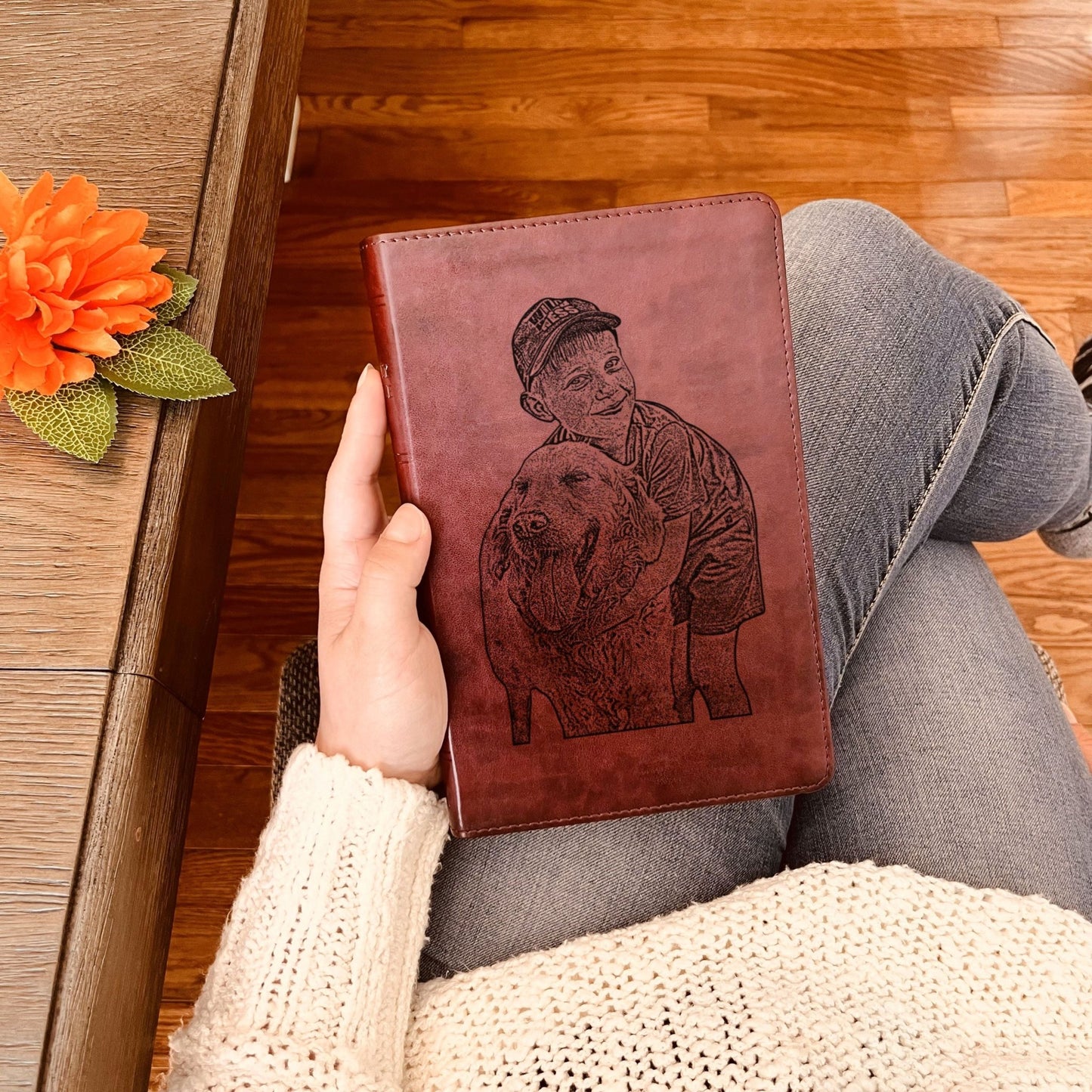 Custom Engraved Bible with Your Photo, Personalized ESV Thinline Large Print Bible, Baptism Gift, Christian Gift for Him or Her - Religious Books - Aylev