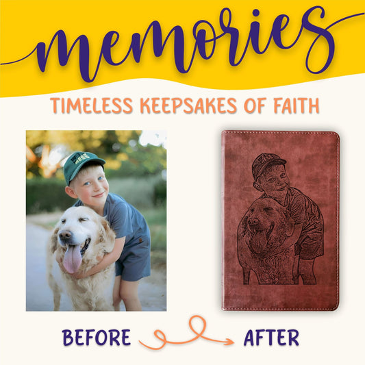 Custom Engraved Bible with Your Photo, Personalized ESV Thinline Large Print Bible, Baptism Gift, Christian Gift for Him or Her - Religious Books - Aylev
