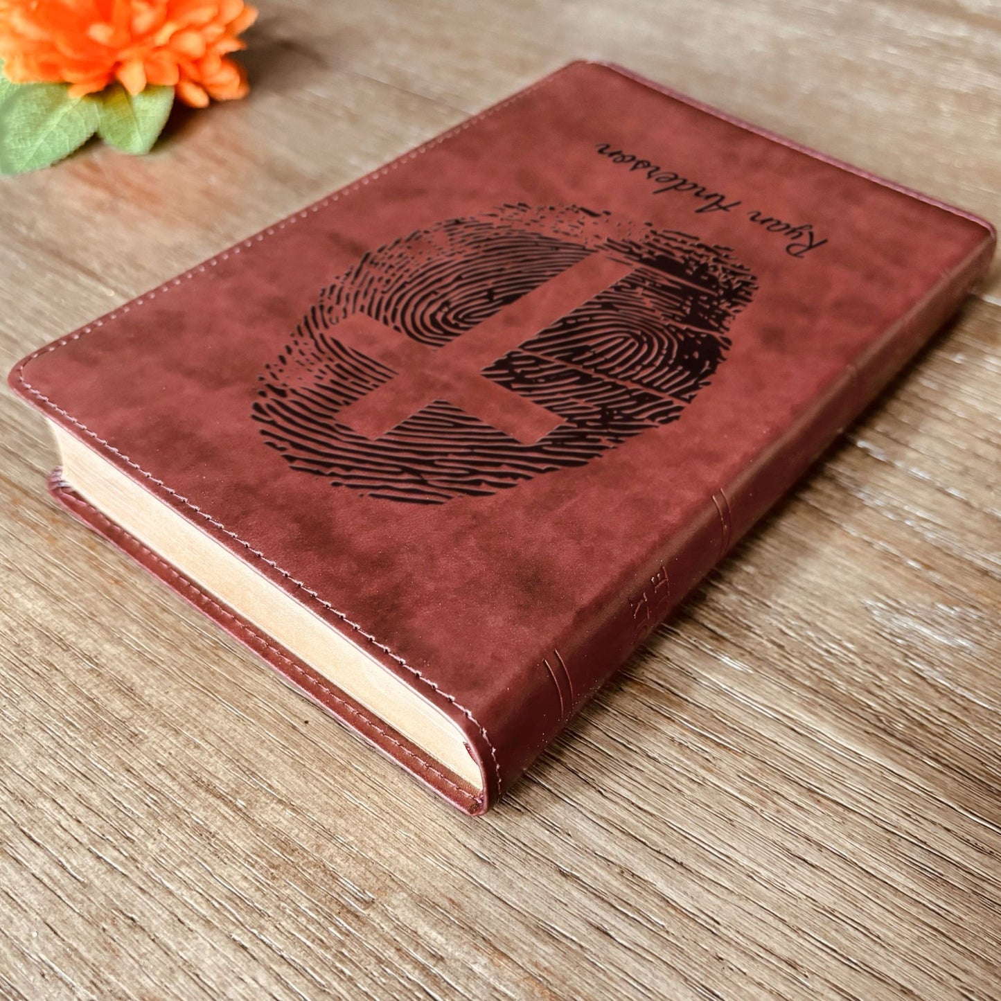 Personalized ESV Bible, Custom Engraved Fingerprint & Cross Bible with Name, ESV Large Print Bible, Gift for Baptism, Wedding, Confirmation - Religious Books - Aylev