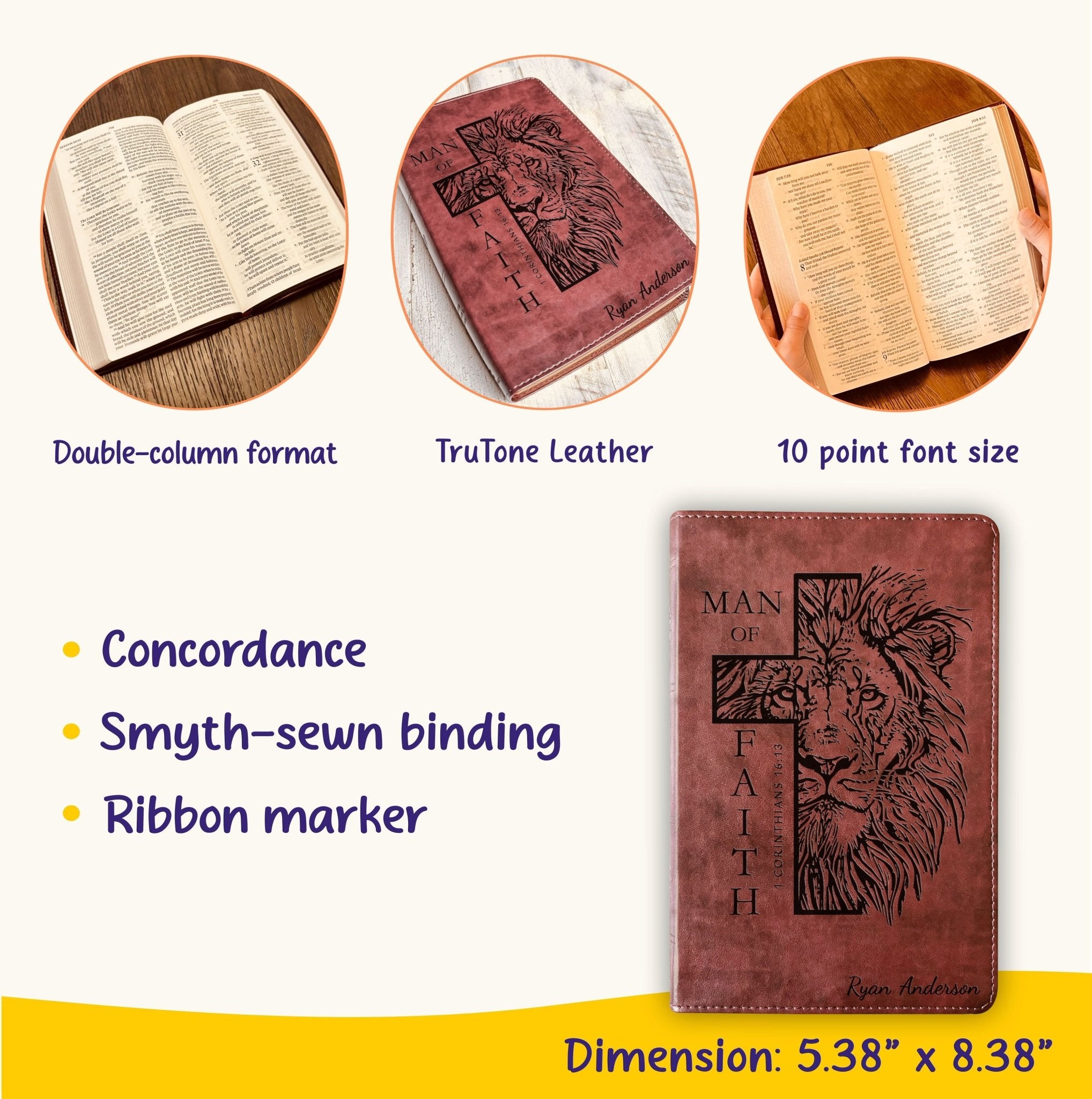 Personalized Bible for Men, ESV Large Print Thinline Bible, Custom Engraved Name, Man of Faith Design, Baptism Gift, Christian Gift for him - Religious Books - Aylev