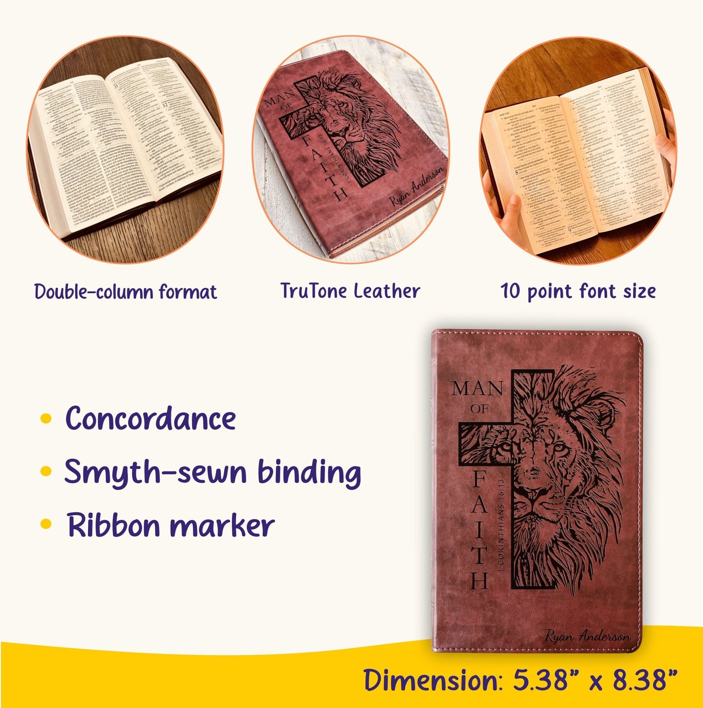 Personalized Bible for Men, ESV Large Print Thinline Bible, Custom Engraved Name, Man of Faith Design, Baptism Gift, Christian Gift for him - Religious Books - Aylev