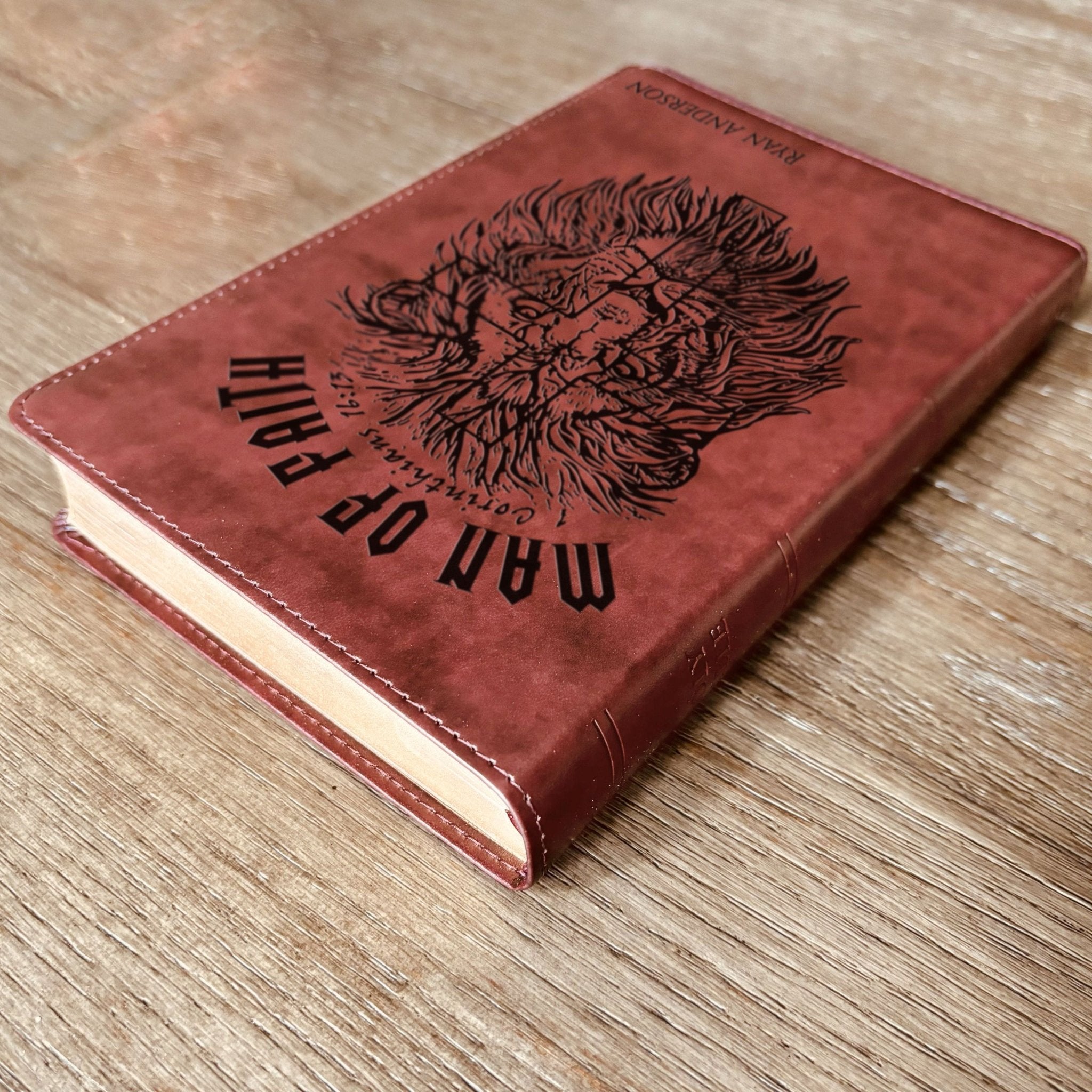 Personalized Bible for Men, ESV Large Print Thinline Bible, Custom Engraved Name, Man of Faith Design, Baptism Gift, Christian Gift for him - Religious Books - Aylev