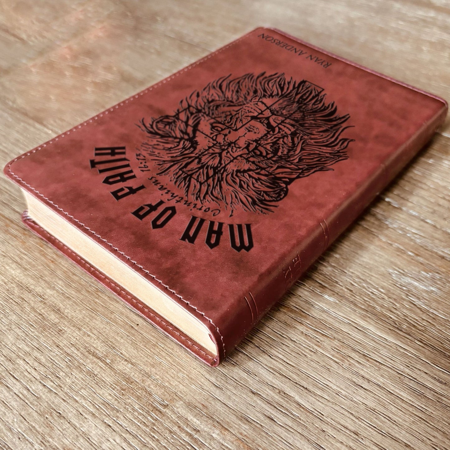 Personalized Bible for Men, ESV Large Print Thinline Bible, Custom Engraved Name, Man of Faith Design, Baptism Gift, Christian Gift for him - Religious Books - Aylev