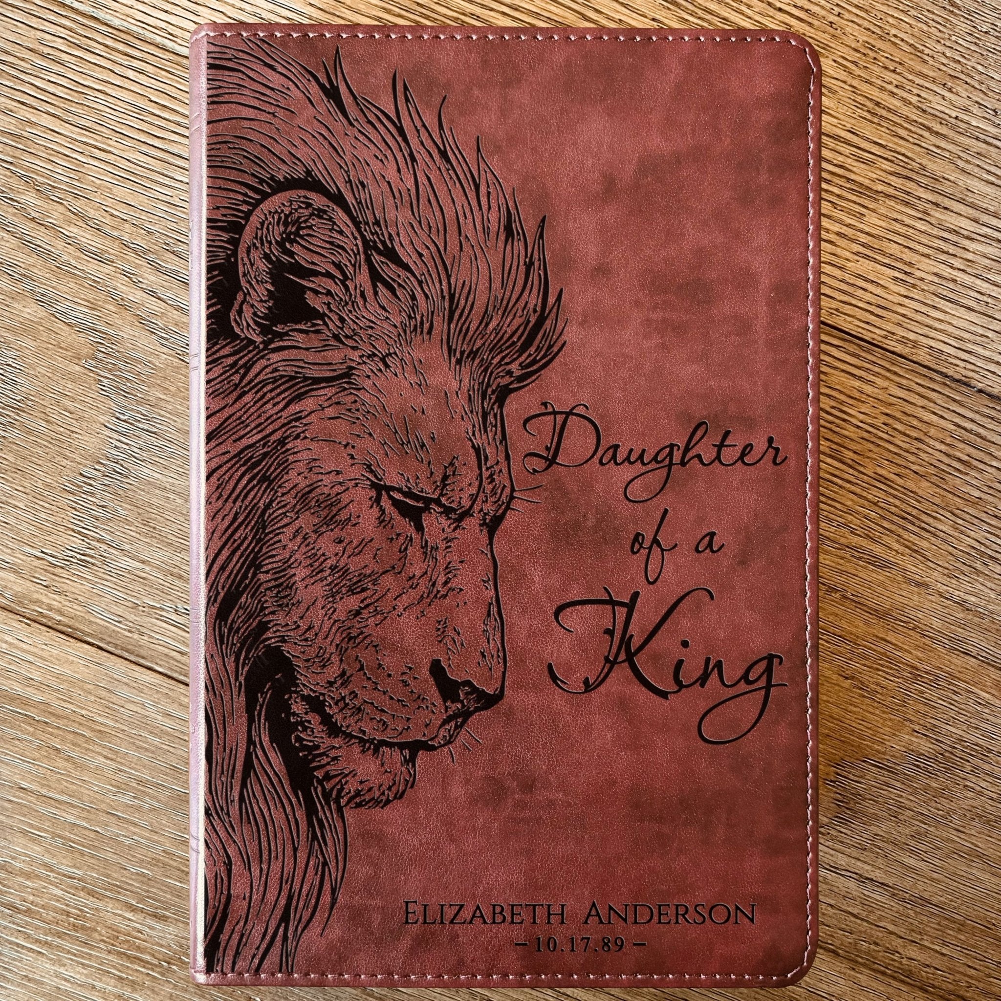 Personalized ESV Large Print Bible, Daughter of a King Lion Design, Custom Engraved Name, Christian Gift, Baptism Gift, Bible Gift for Her - Religious Books - Aylev