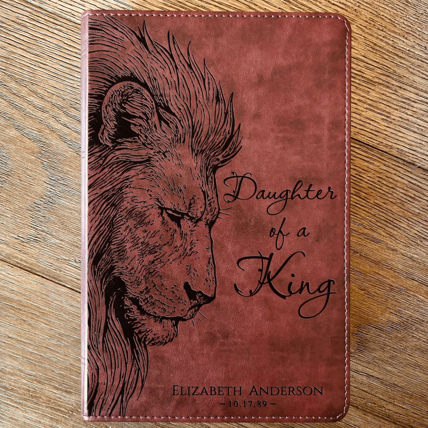 Personalized ESV Large Print Bible, Daughter of a King Lion Design, Custom Engraved Name, Christian Gift, Baptism Gift, Bible Gift for Her - Religious Books - Aylev