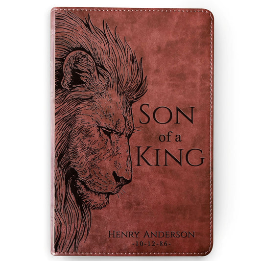 Personalized ESV Large Print Thinline Bible, Son of a King Lion Design, Custom Engraved Name, Christian Baptism Gift, Bible Gift for Him - Religious Books - Aylev