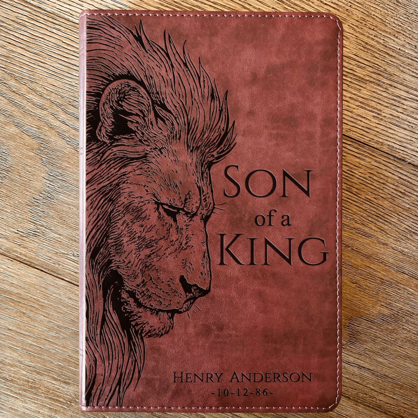 Personalized ESV Large Print Thinline Bible, Son of a King Lion Design, Custom Engraved Name, Christian Baptism Gift, Bible Gift for Him - Religious Books - Aylev