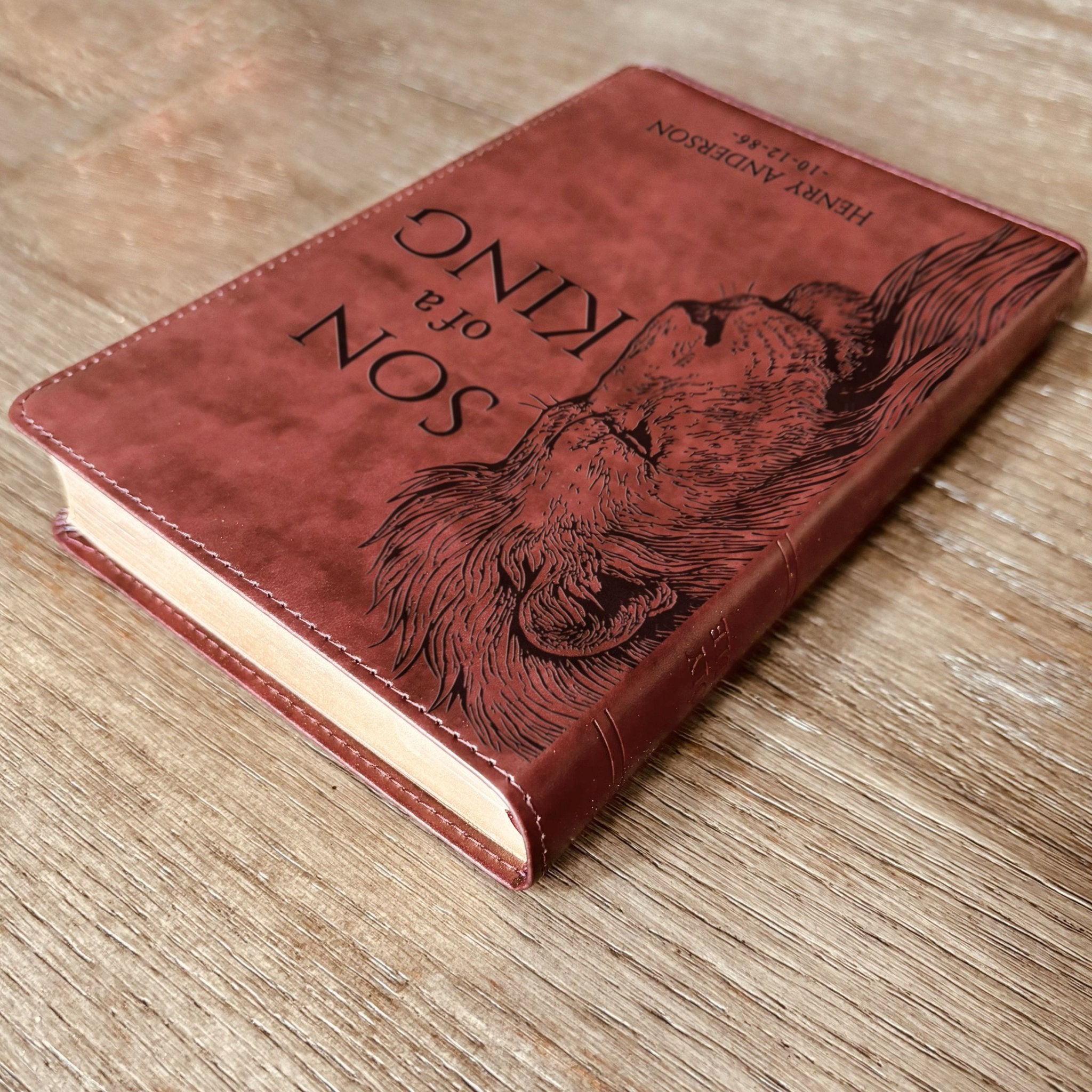 Personalized ESV Large Print Thinline Bible, Son of a King Lion Design, Custom Engraved Name, Christian Baptism Gift, Bible Gift for Him - Religious Books - Aylev